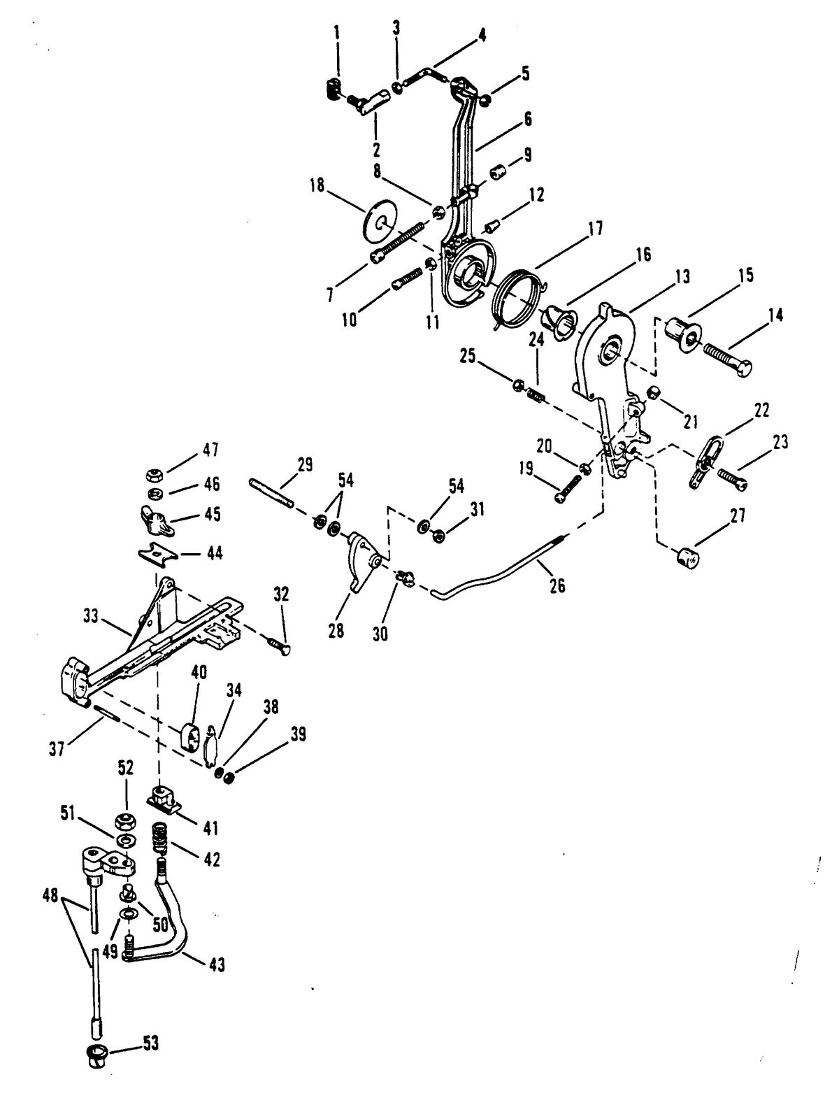 RACE OUTBOARD 2.5L (CARB) THROTTLE LEVER AND SHIFT SHAFT