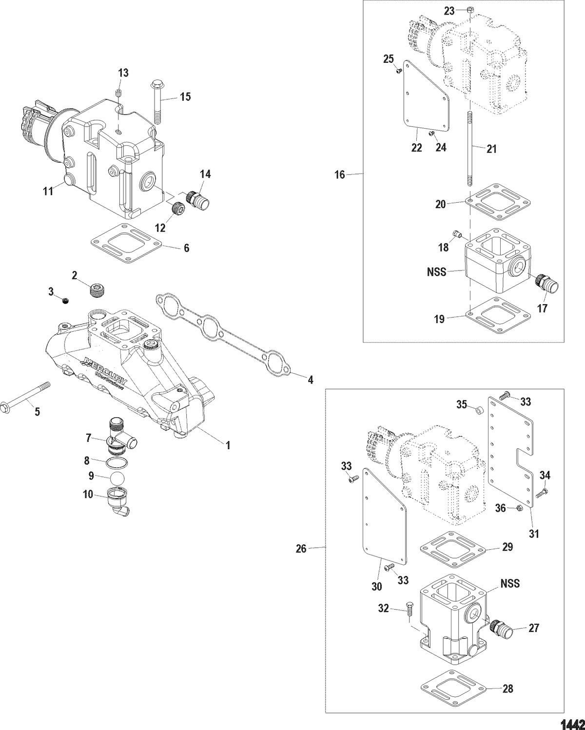 MERCRUISER 4.3L MPI ALPHA/BRAVO( 262 C.I.D. MULTI PORT INJECTION ) Exhaust Manifold And Elbow