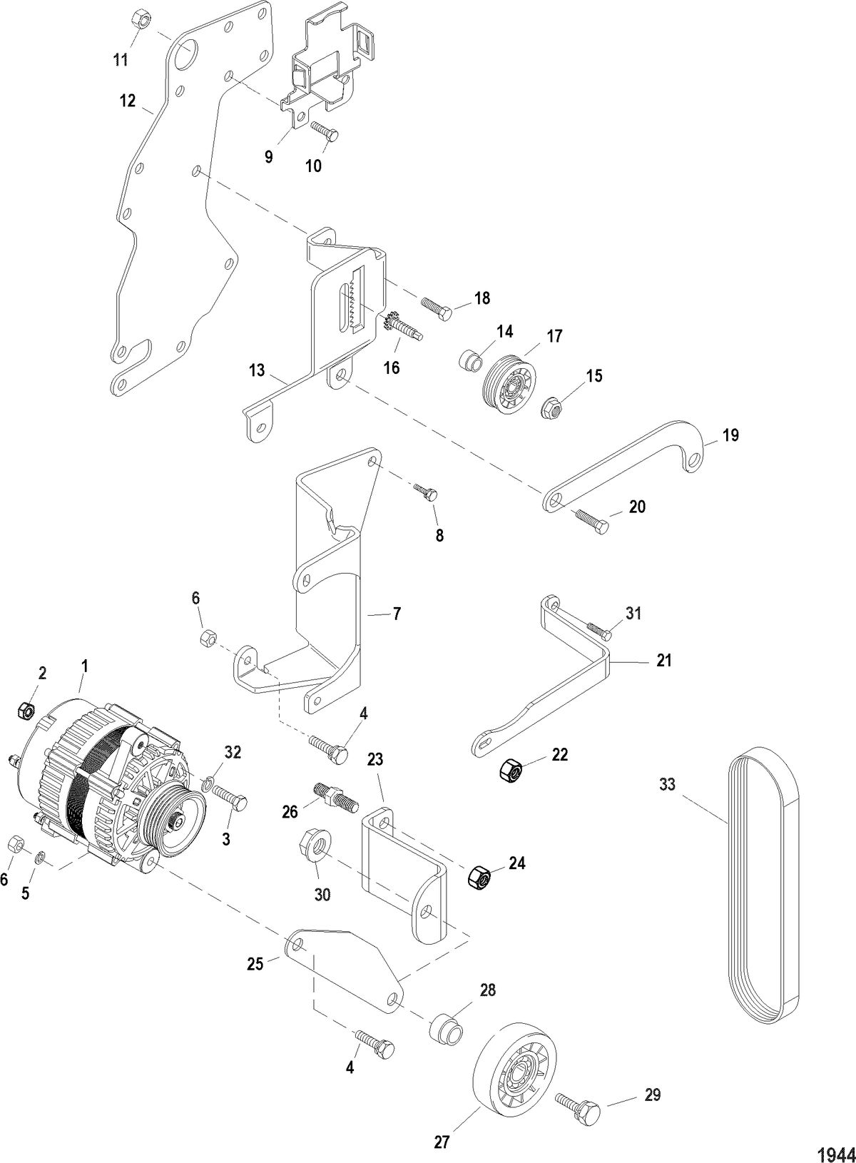 MERCRUISER 5.0L/5.7L ALPHA/BRAVO GEN+ Alternator And Brackets(Delco)