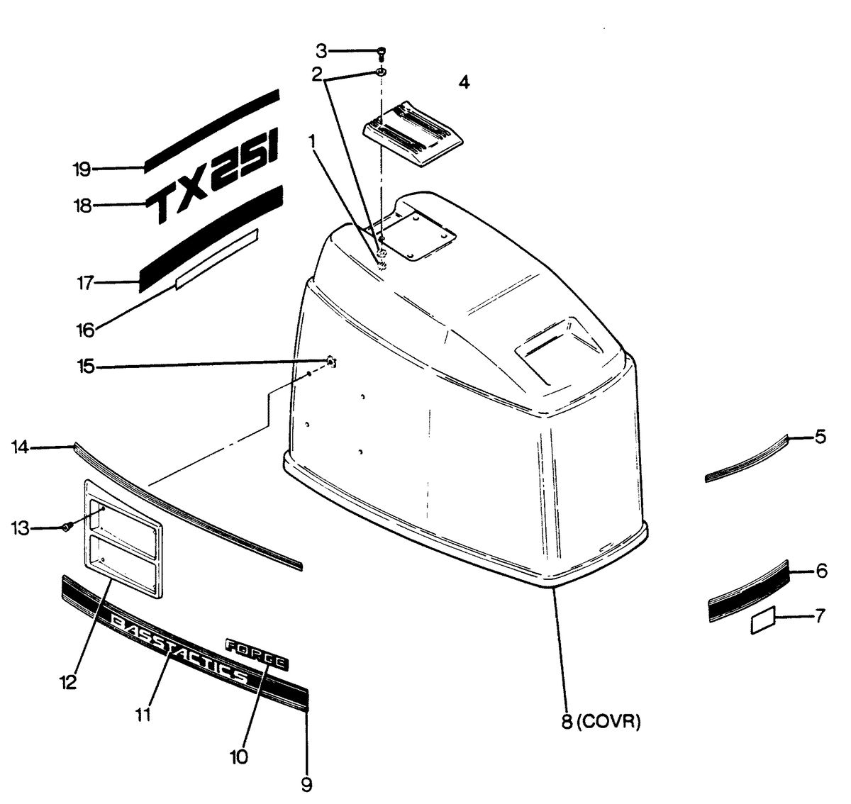 FORCE FORCE 1988 125 HP "C" MODELS ENGINE COVER CAJUN MODELS