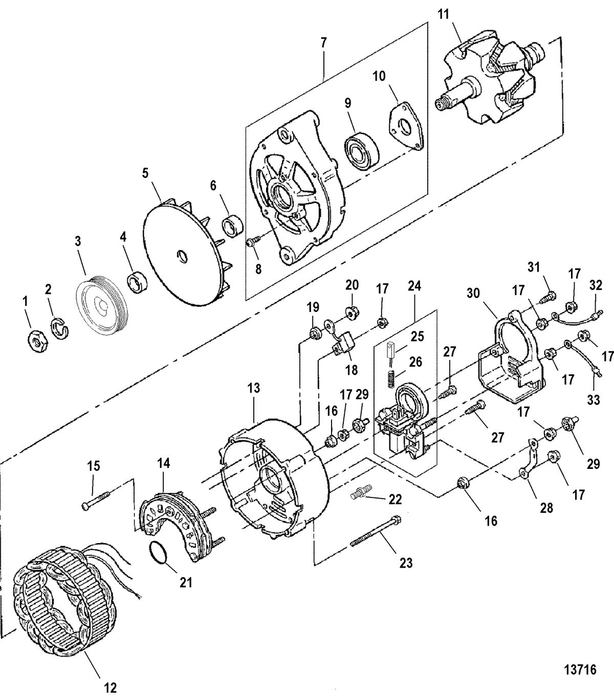 MERCRUISER 7.4L MPI BRAVO L29 (GEN VI) ALTERNATOR(MANDO)