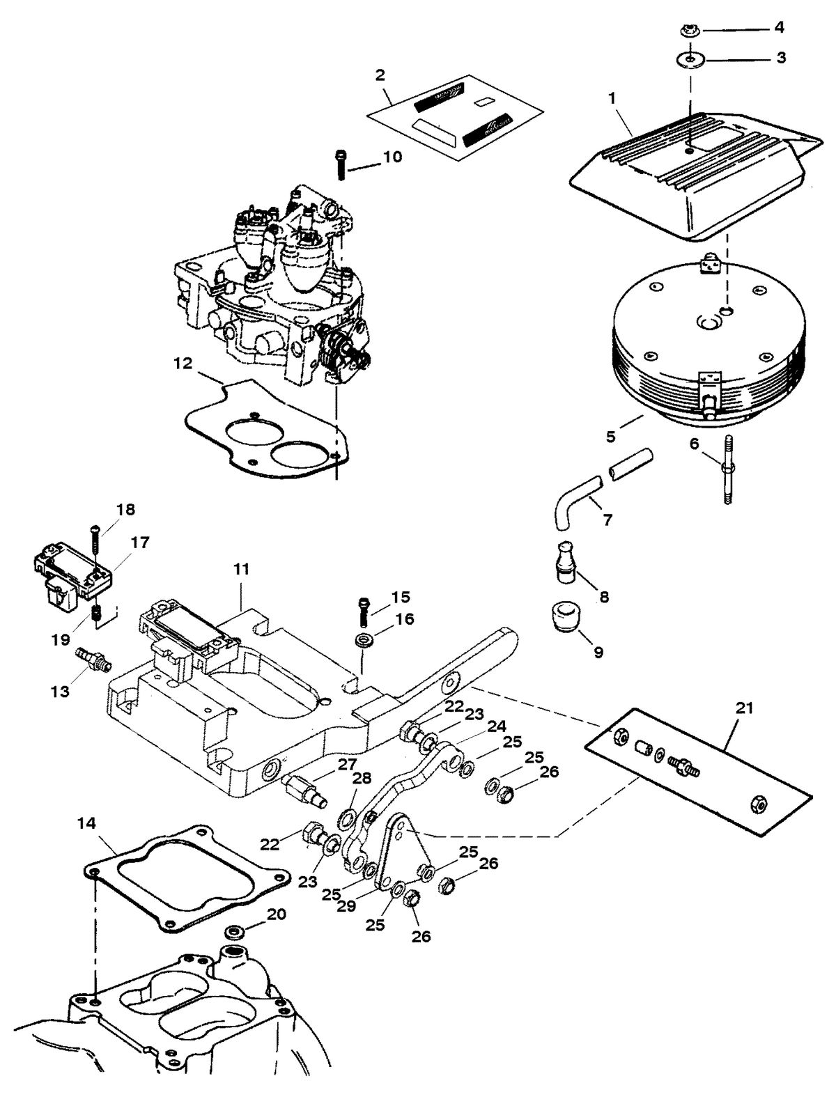 MERCRUISER 5.7L/LX TBI ALPHA & BRAVO(2BBL/4BBL) THROTTLE LINKAGE (BRAVO ENGINES)