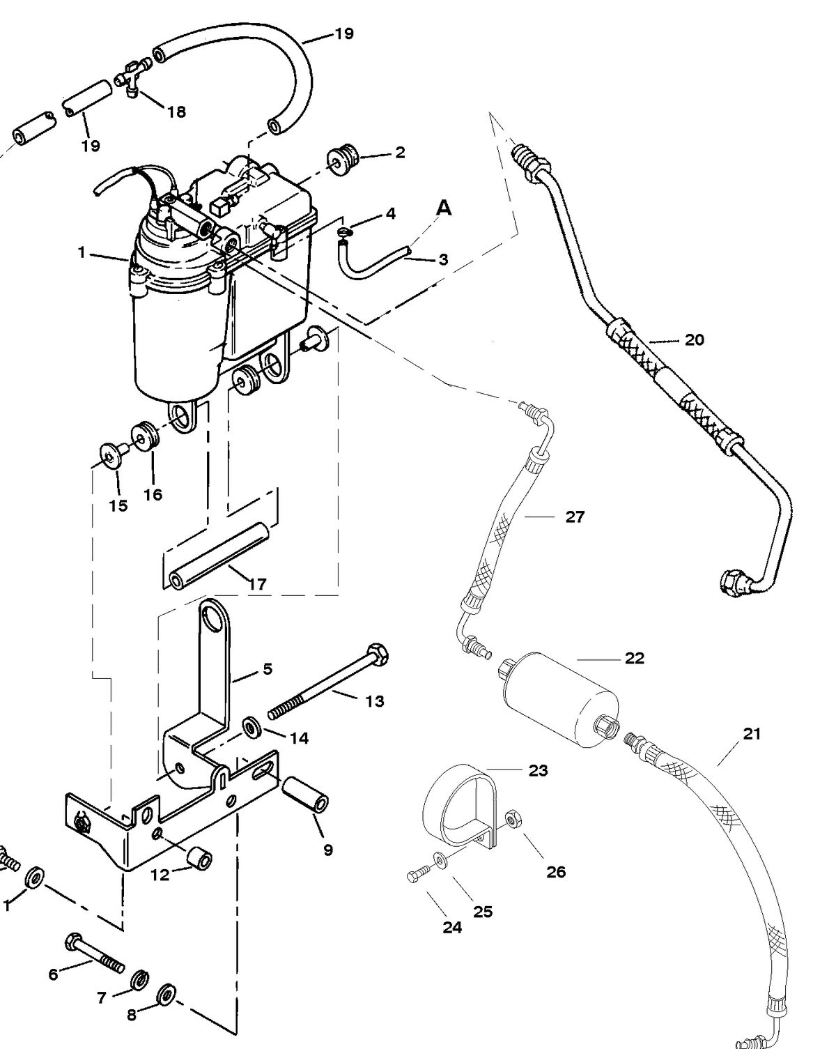 MERCRUISER 350 MAGNUM EFI/MP TOURN SKI VAPOR SEPARATOR TANK AND FUEL LINES