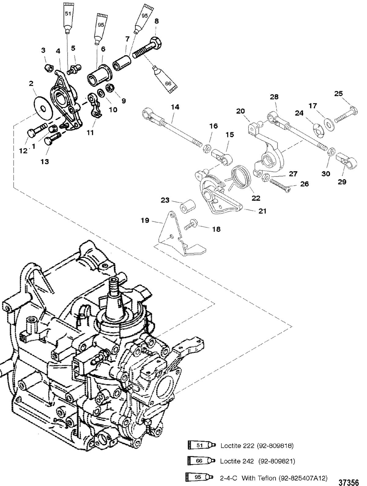 MERCURY/MARINER 30/40 H.P. THROTTLE LINKAGE(S/N-0G590000/BEL-9973100 & UP)