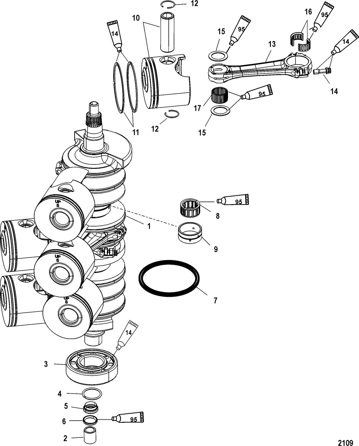 MERCURY/MARINER 115/135/150 DFI (2.5L) Crankshaft, Pistons and Connecting Rods