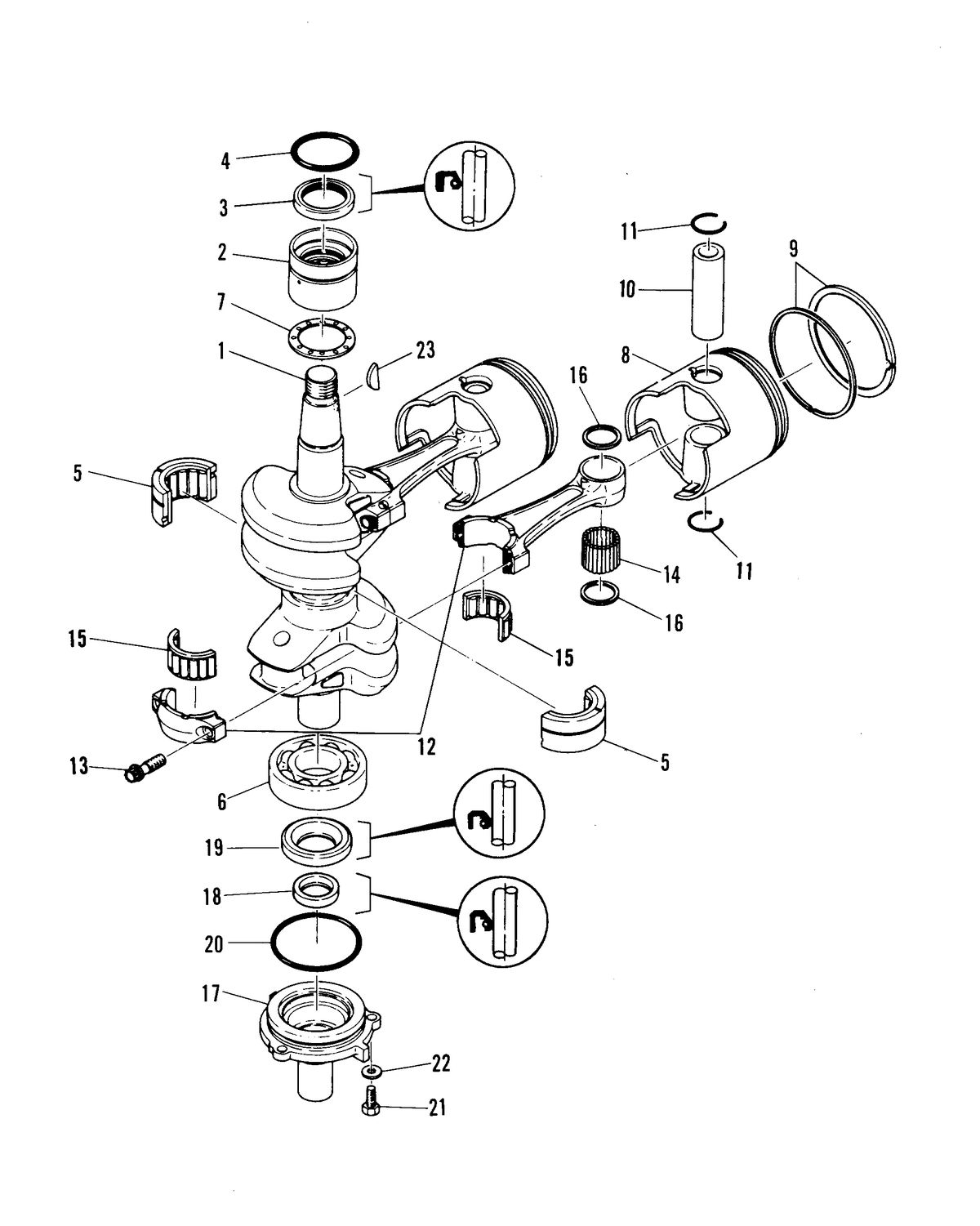 MARINER .48 HORSEPOWER CRANKSHAFT AND PISTON