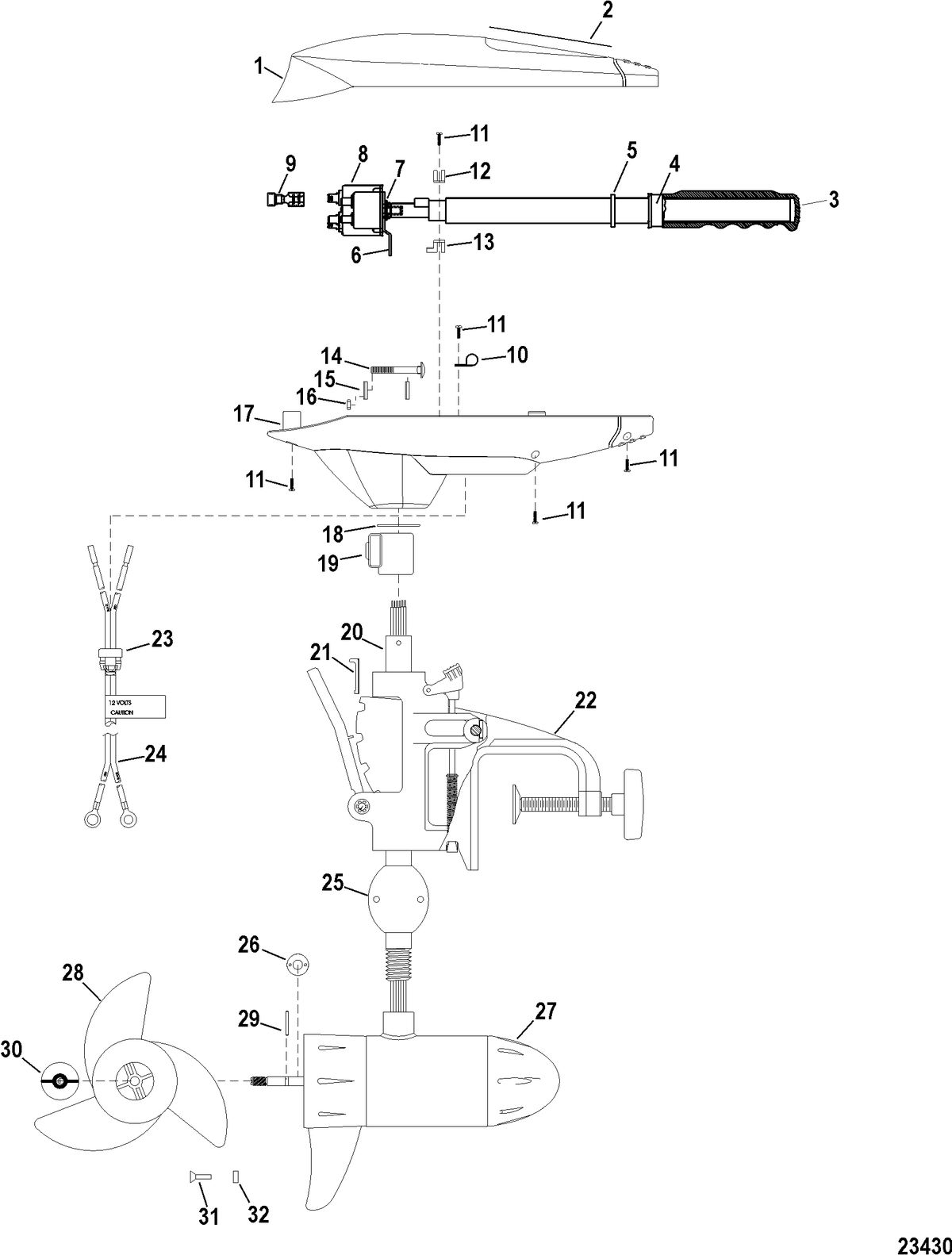 TROLLING MOTOR MOTORGUIDE SALT WATER SERIES Complete Trolling Motor(Model SW54HT) (12 Volt)