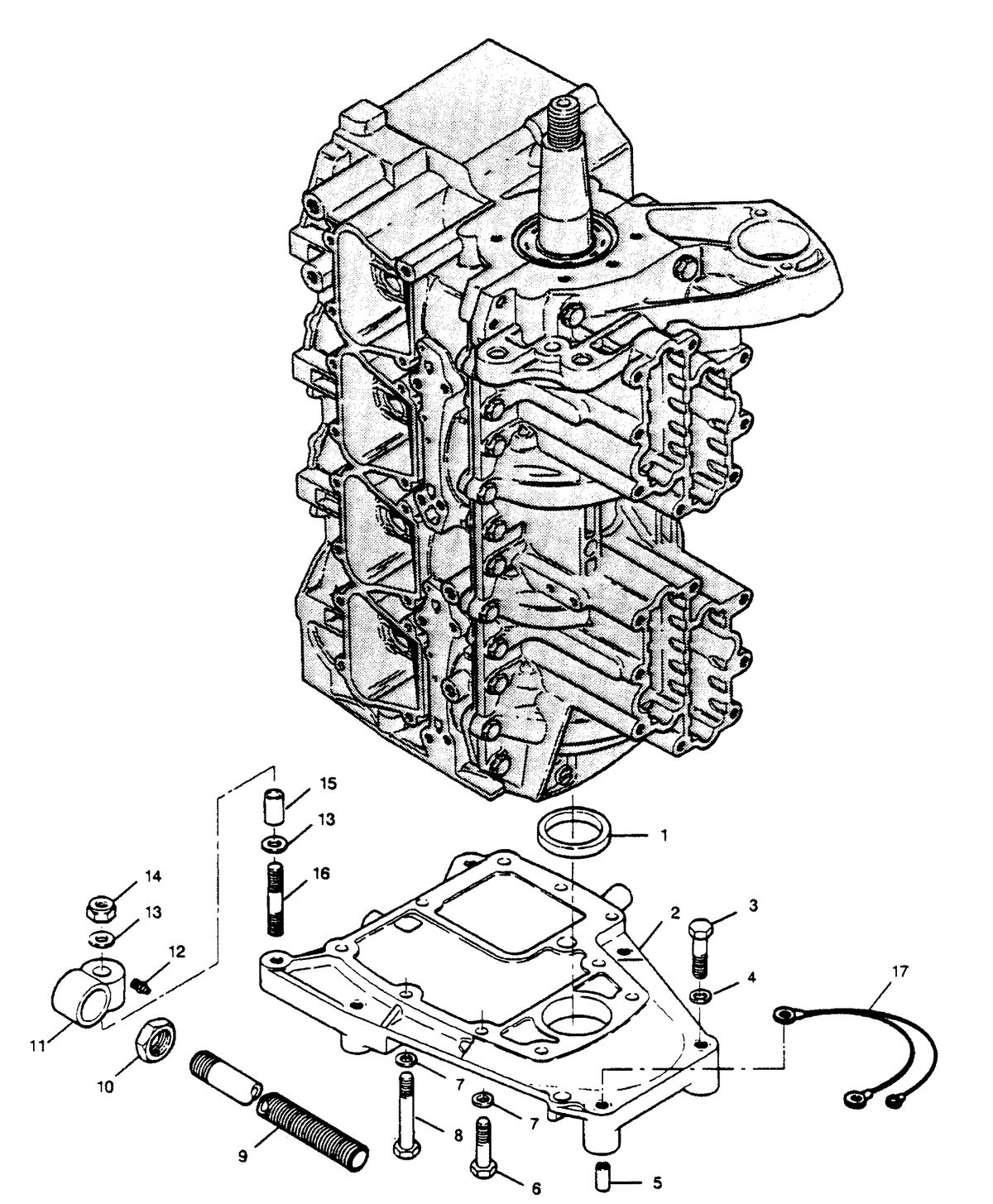 FORCE FORCE 1989 85 H.P. "A" MODEL L-DRIVE SPACER PLATE AND STEERING TUBE