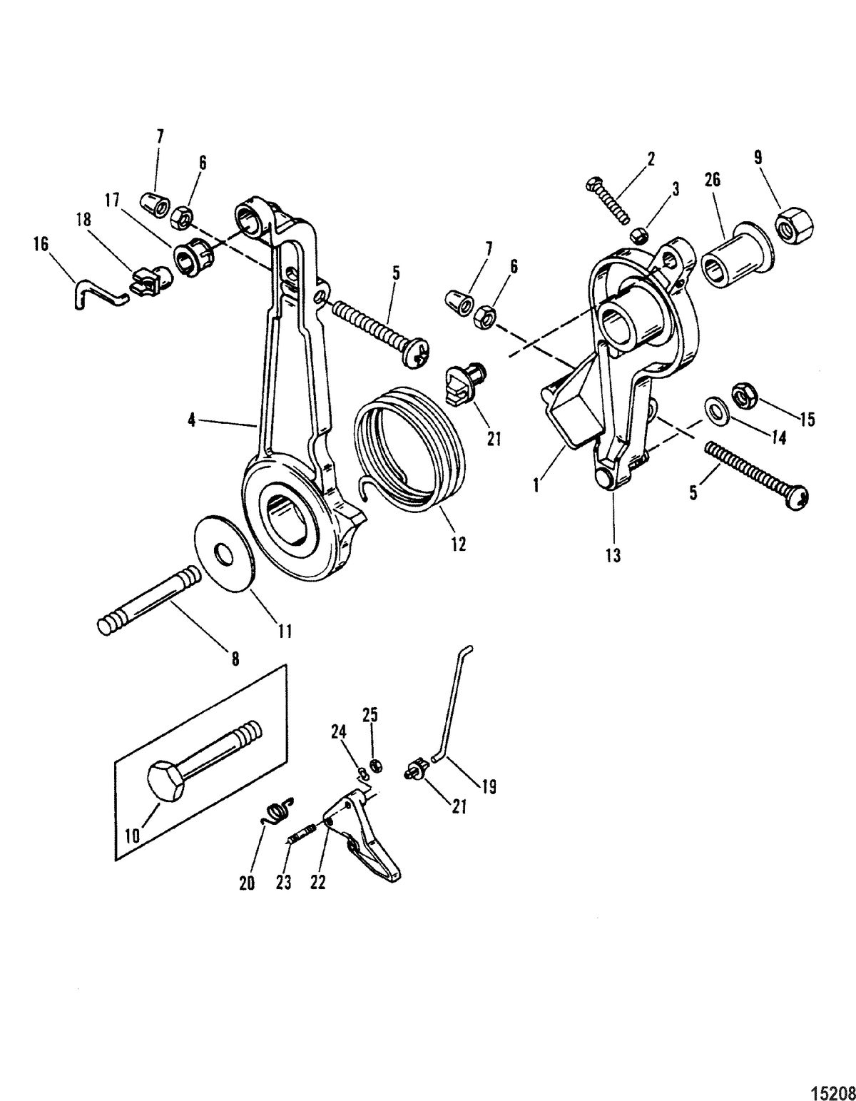MERCURY/MARINER 75/90 HP (3 CYLINDER) Throttle Lever And Linkage
