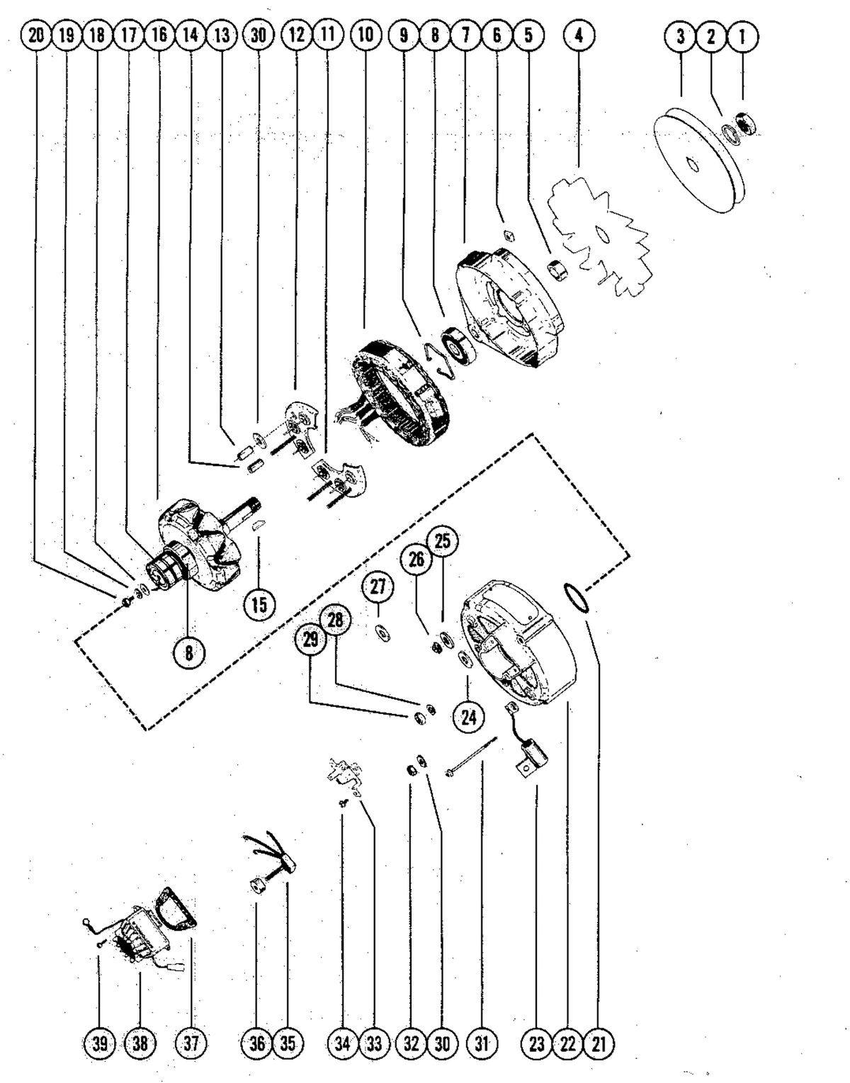 MERCRUISER 330 ENGINE (G.M.) ALTERNATOR ASSEMBLY, COMPLETE (MOTOROLA)