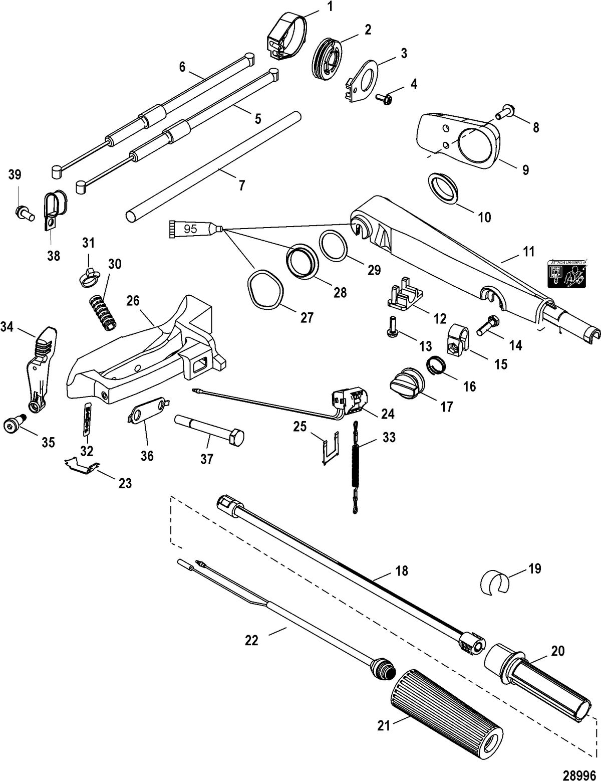ACCESSORIES STEERING SYSTEMS AND COMPONENTS Tiller HandleKit(880093A03)
