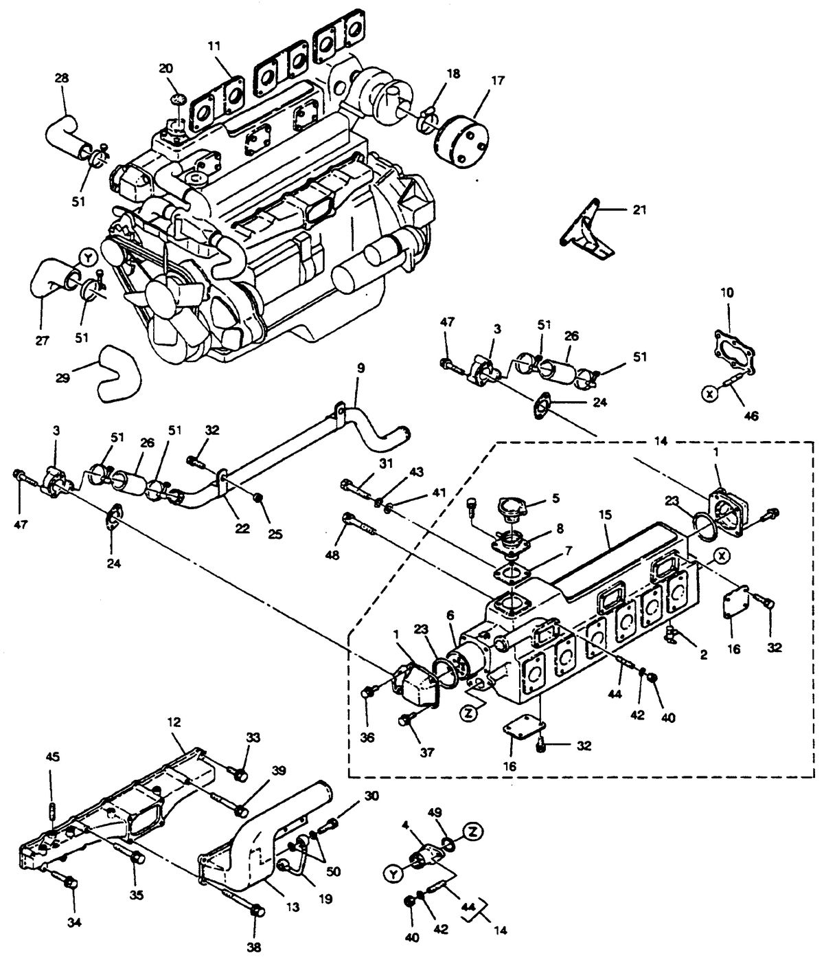 MERCRUISER HINO DIESEL 250 H.P. INTAKE AND EXHAUST SYSTEM