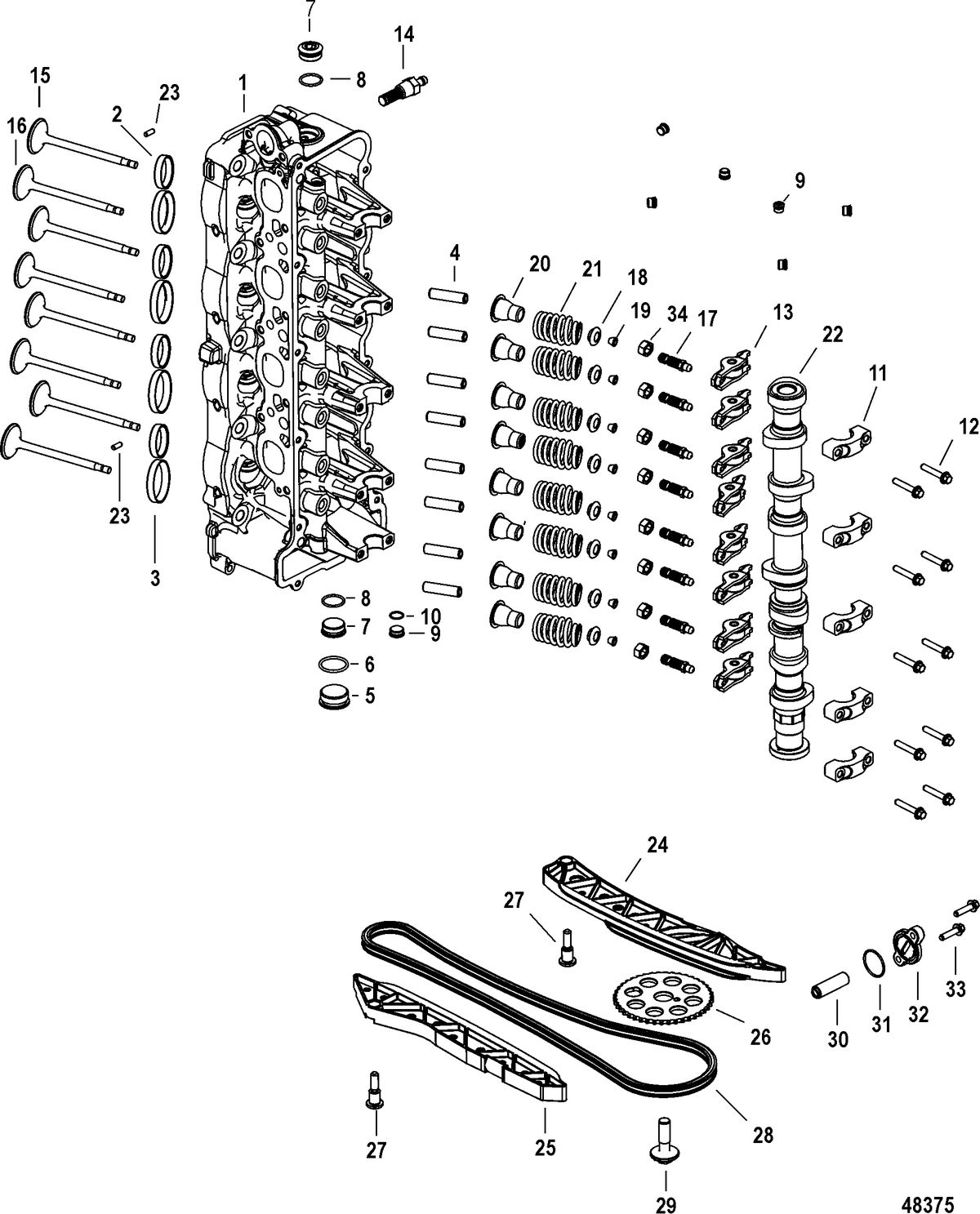 MERCURY/MARINER 150 4-STROKE Cylinder Head and Camshaft