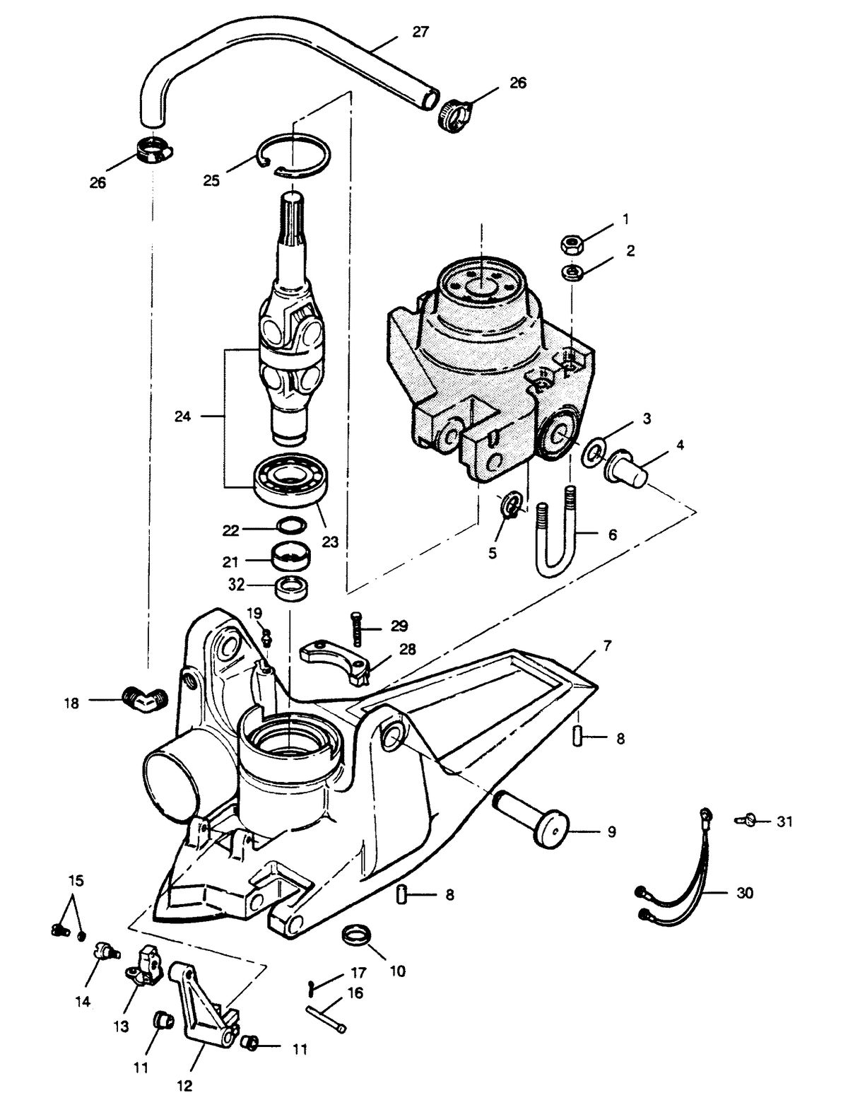 FORCE FORCE 120 H.P. "A" MODEL 1990 L-DRIVE U-JOINT AND HOUSING