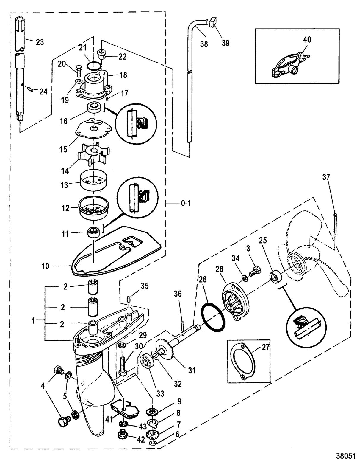 MARINER 2 HP GEARHOUSING ASSEMBLY