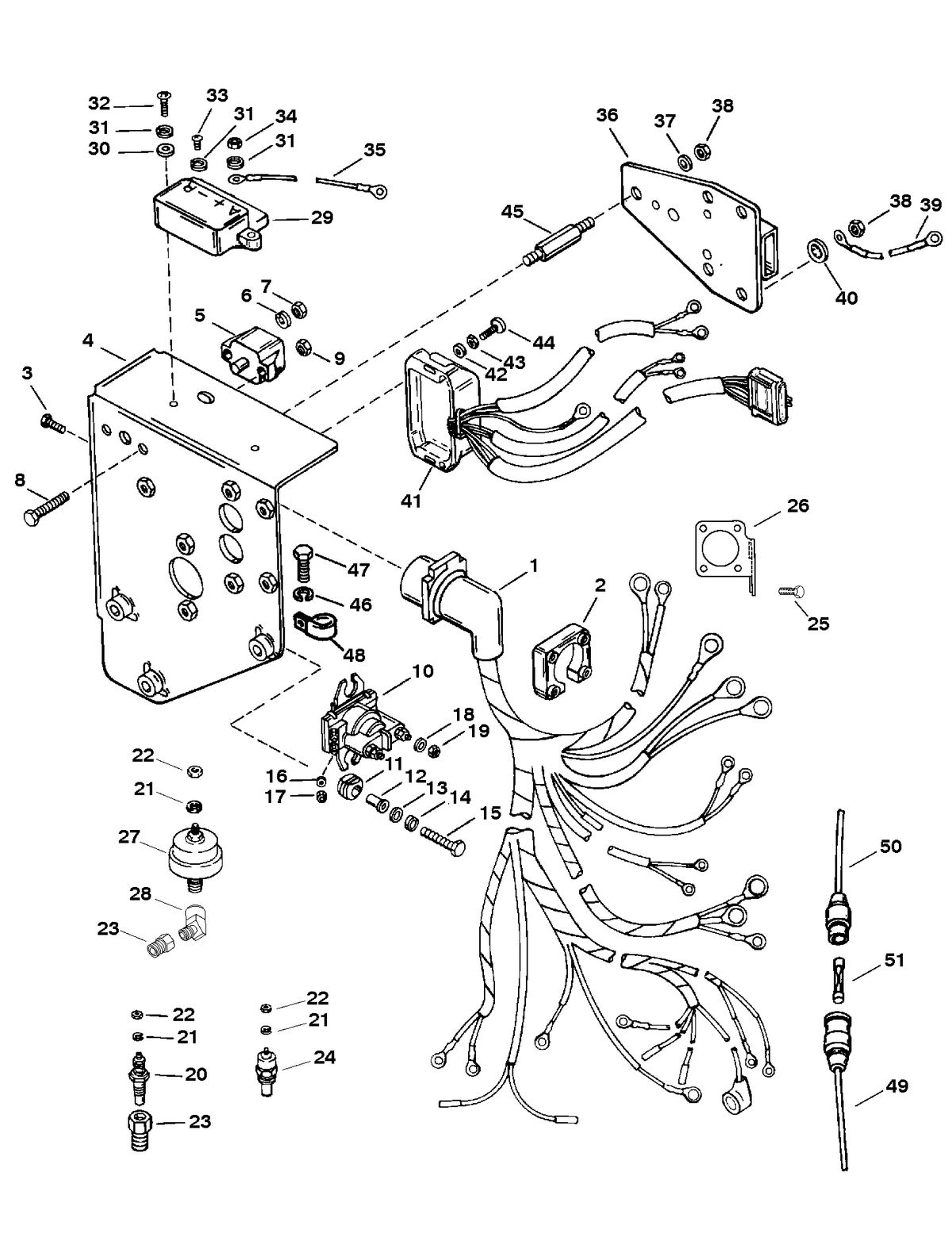 RACE STERNDRIVE 525 H.P. ENGINE WIRING HARNESS AND ELECTRICAL COMPONENTS