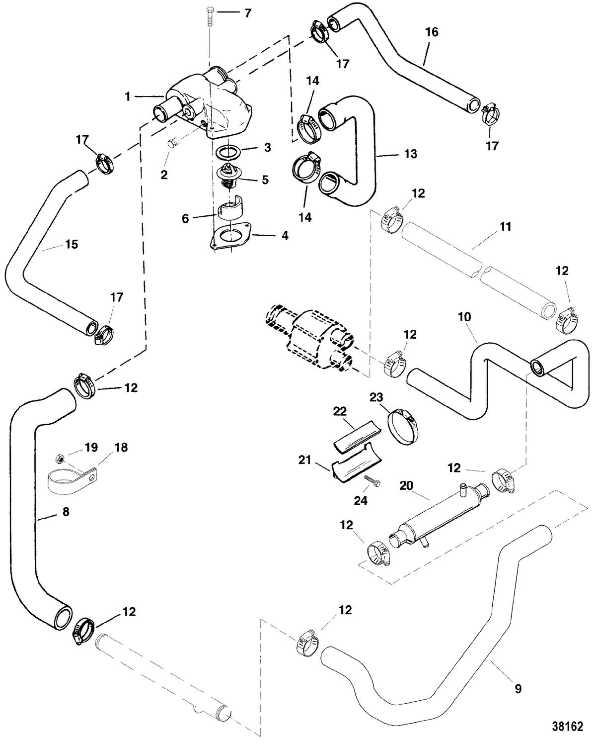 MERCRUISER 5.7L/LX 2BBL AND 4BBL TBI ALPHA/BRAVO STANDARD COOLING SYSTEM(BRAVO ENGINES)