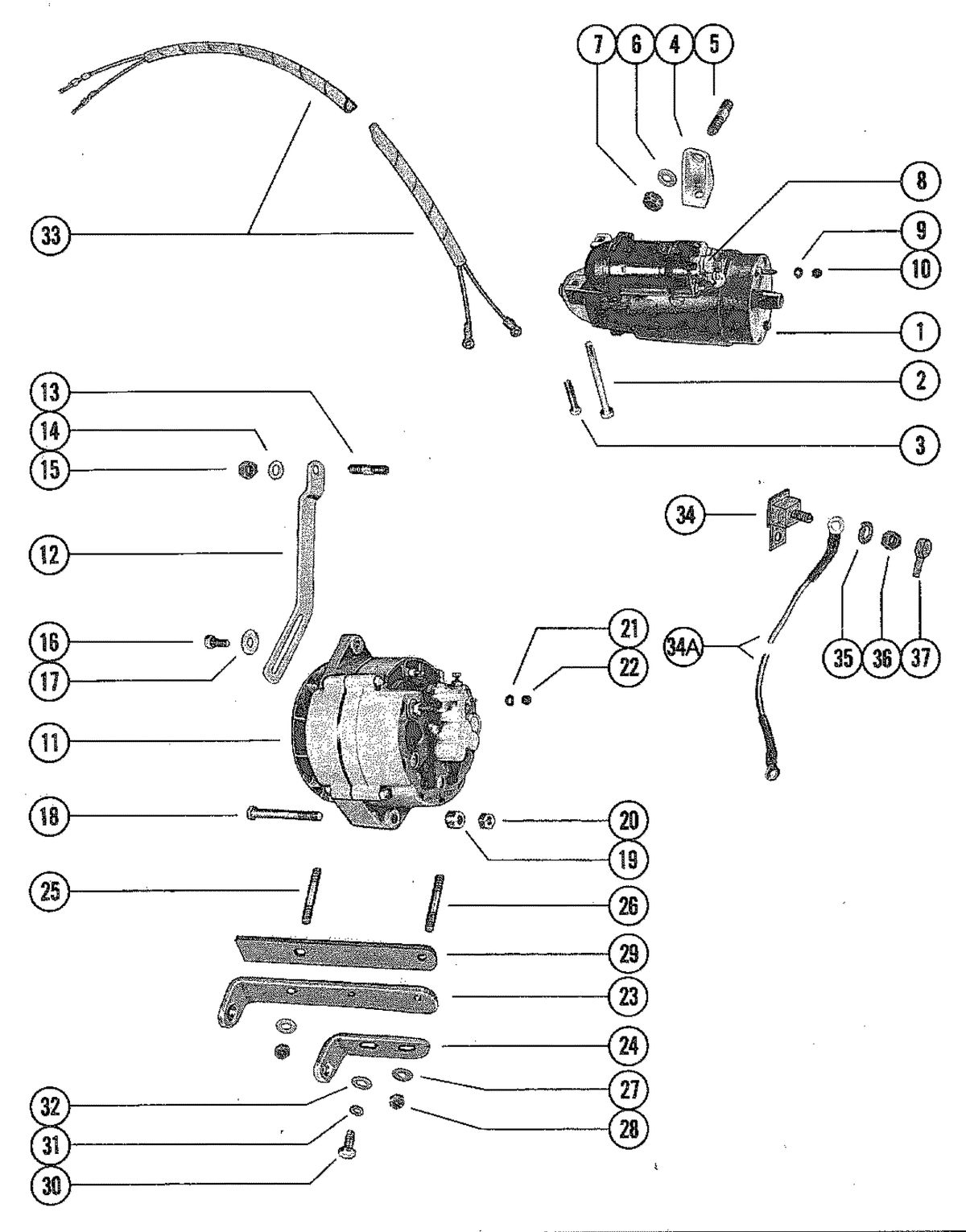 MERCRUISER 165 ENGINE STARTER MOTOR AND ALTERNATOR