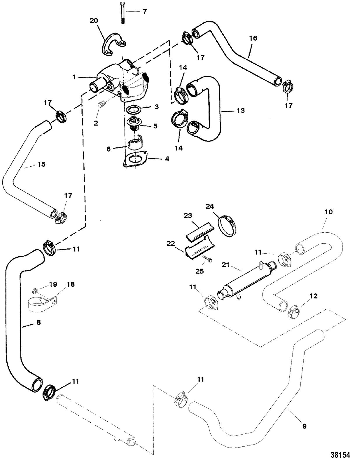 MERCRUISER 5.7L/LX 2BBL AND 4BBL TBI ALPHA/BRAVO STANDARD COOLING SYSTEM(ALPHA ENGINES)