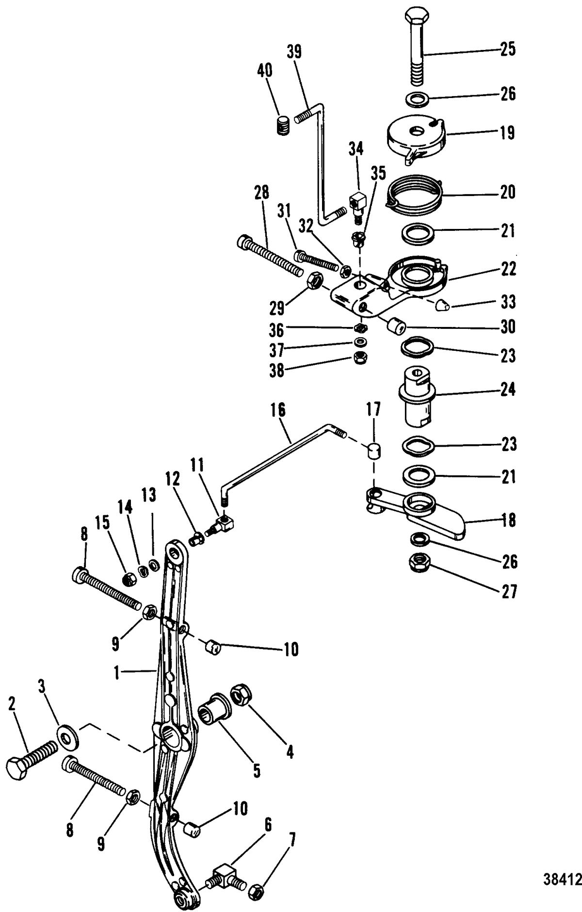 MERCURY/MARINER 90/115 H.P. (INLINE) THROTTLE LEVER AND LINK RODS