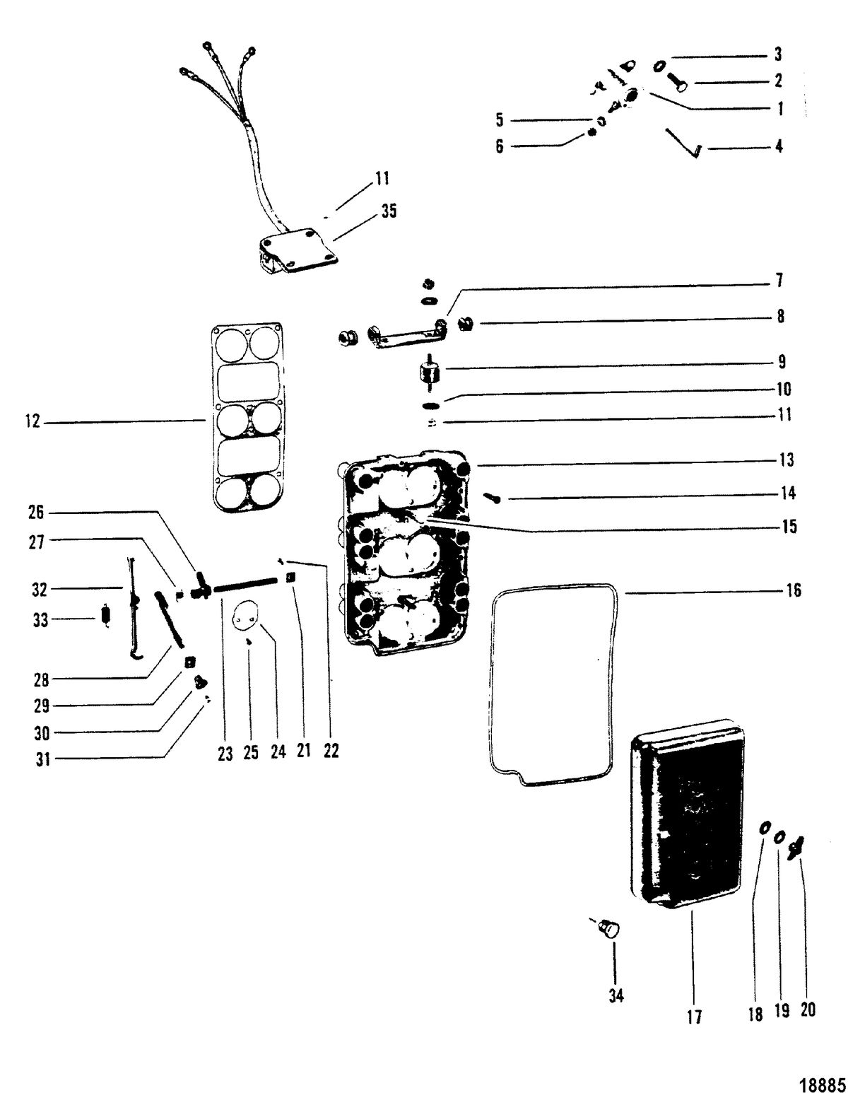 MERCURY/MARINER 200 H.P. (V-6) (1978-1988 COMBINED BOOKS) Choke Plate and Choke Linkage(Design I)