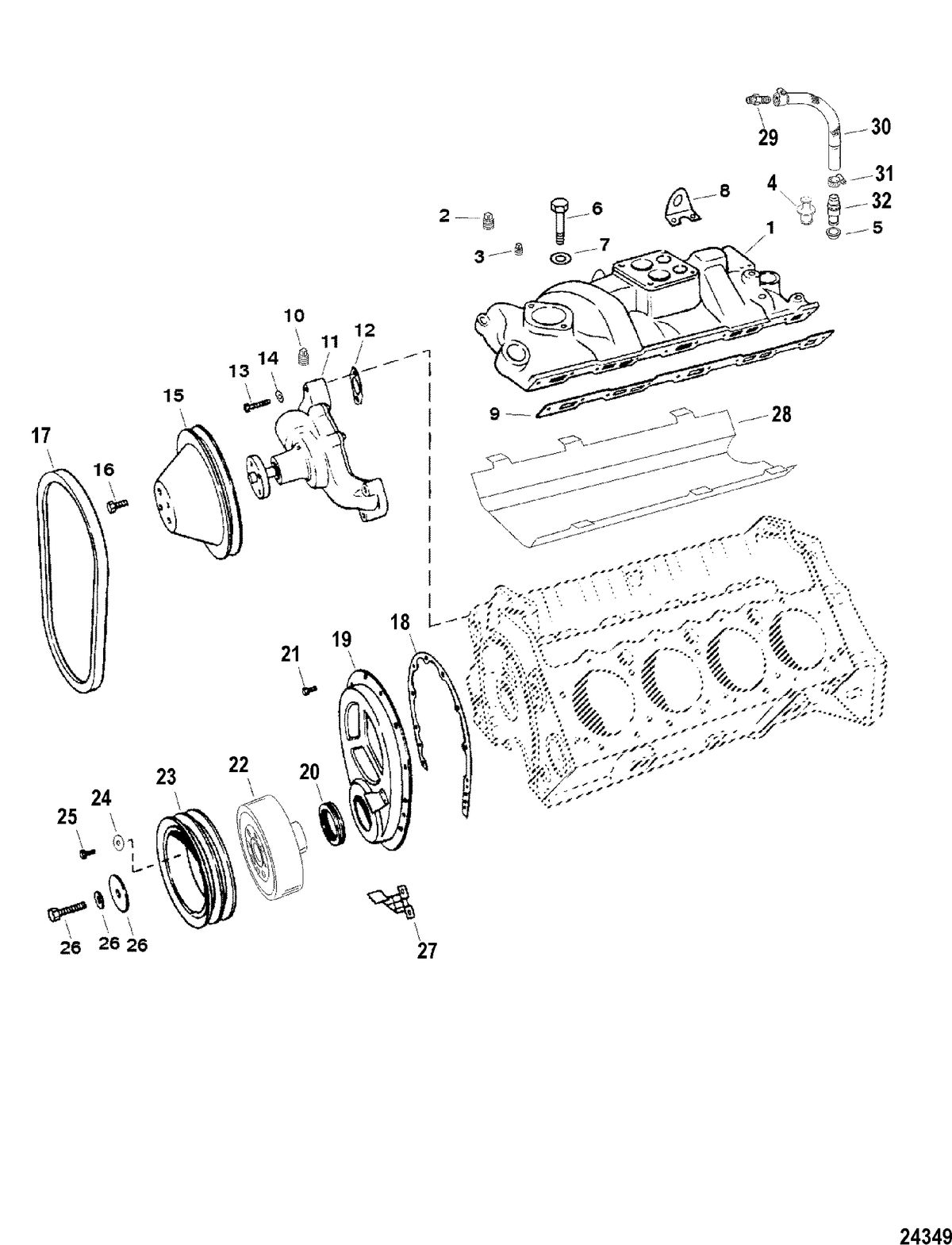 RACE STERNDRIVE 500 BULLDOG Intake Manifold And Front Cover