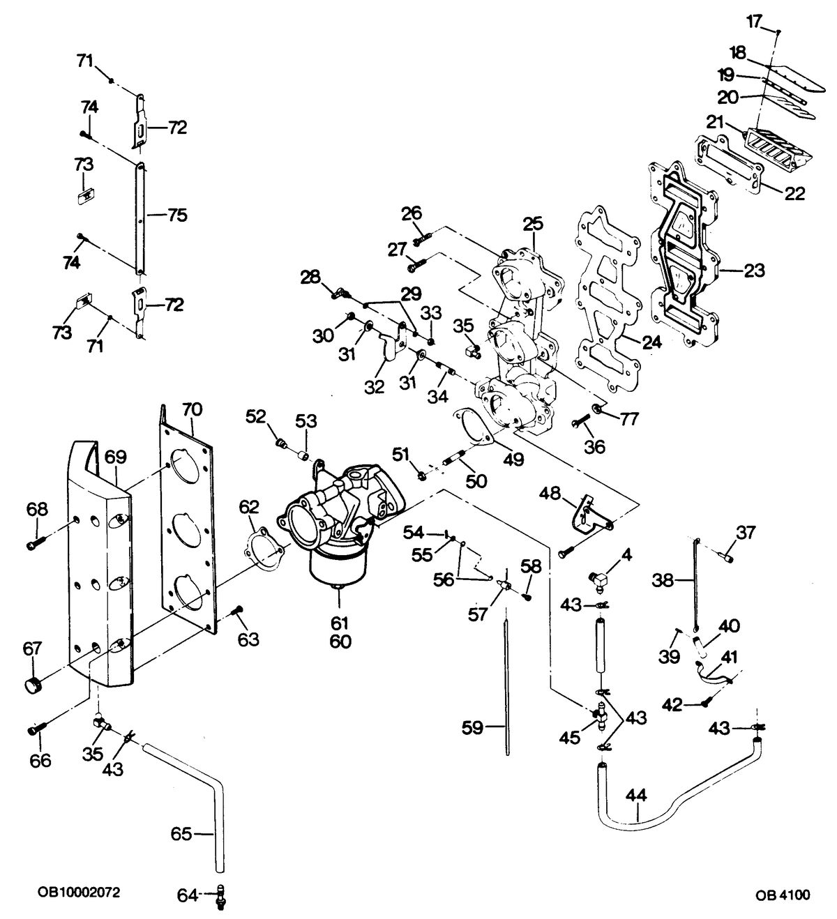 FORCE FORCE 1987 85 H.P. ADAPTER AND REED PLATE