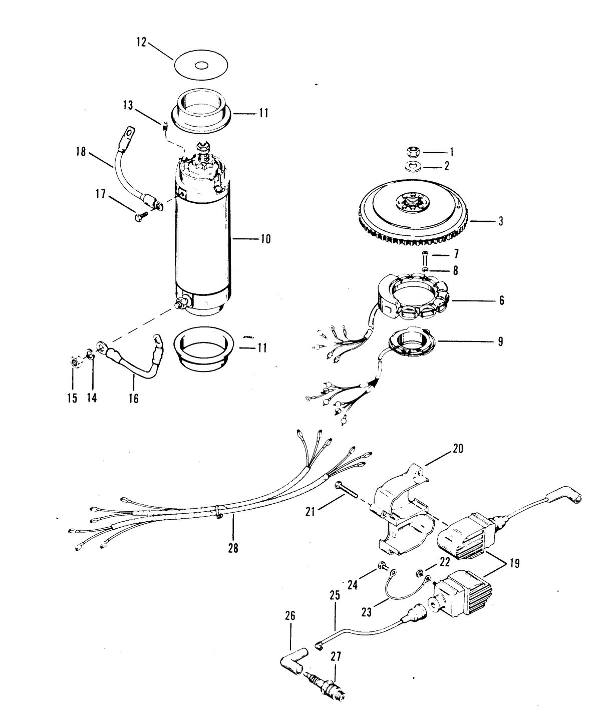 RACE OUTBOARD SST-140 (CARBURETOR) FLYWHEEL, STARTER MOTOR AND IGNITION COILS