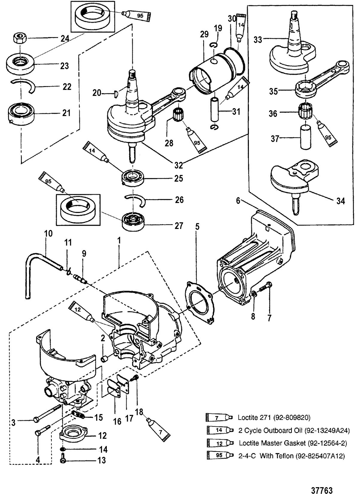 MERCURY/MARINER 2.5/3 HP(NON-SHIFT) CYLINDER BLOCK, CRANKSHAFT AND PISTON