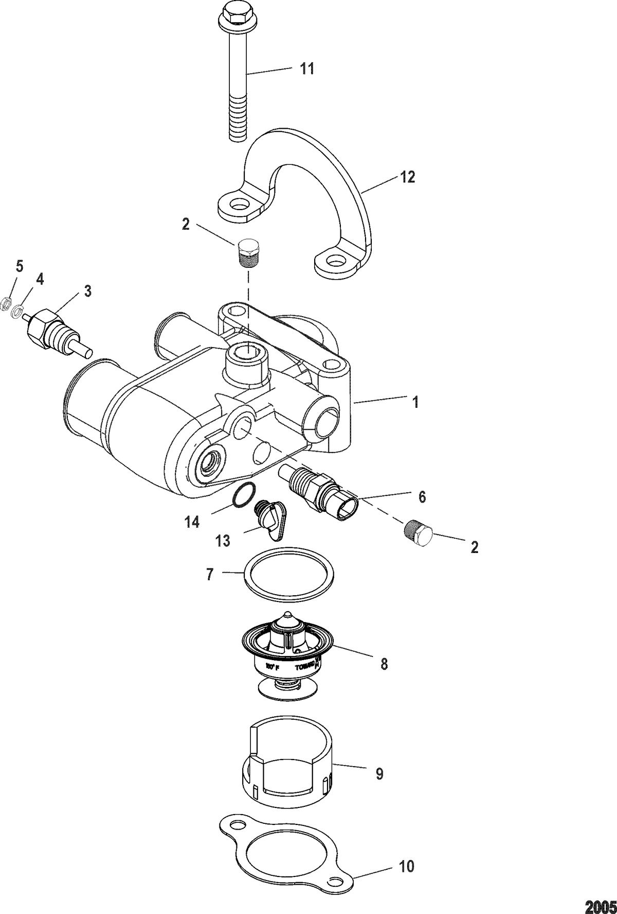 MERCRUISER 350 MAG MX 6.2L MPI SKI Thermostat And Housing