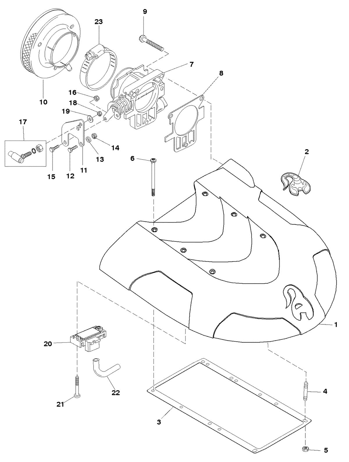 MERCRUISER 350 MAGNUM EFI TOURNAMENT SKI INTAKE PLENUM AND FLAME ARRESTOR