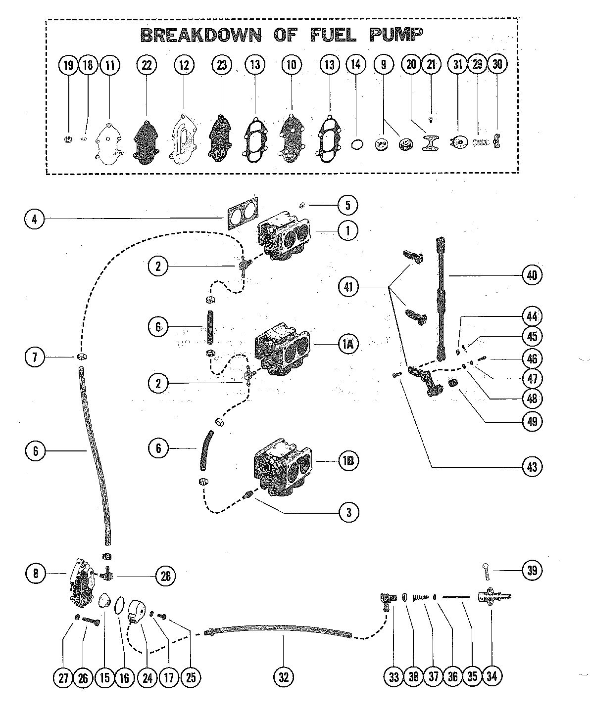 MERCURY MERC V-225 FUEL PUMP AND CARBURETOR
