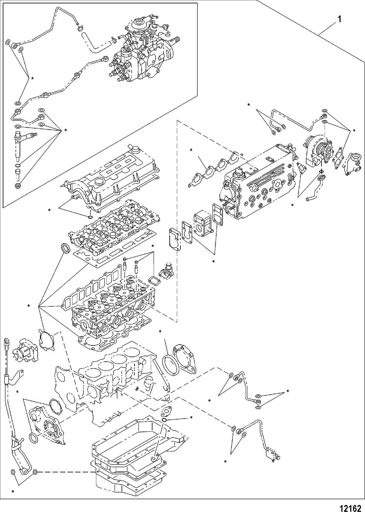 MERCRUISER CUMMINS/MERCRUSER DIESEL 1.7L-120 Service Kit - Gasket Set, ENGINE OVERHAUL