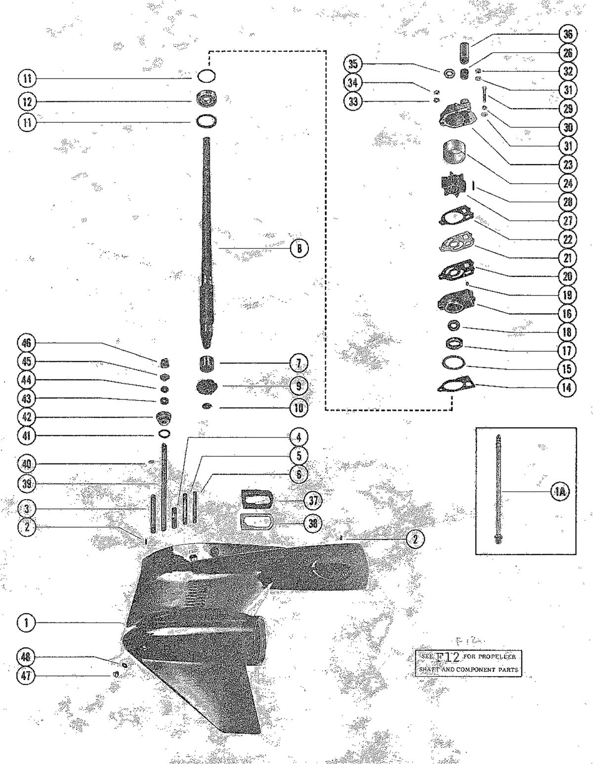 MARINER 115 HORSEPOWER GEAR HOUSING ASSEMBLY, COMPLETE (PAGE 1)