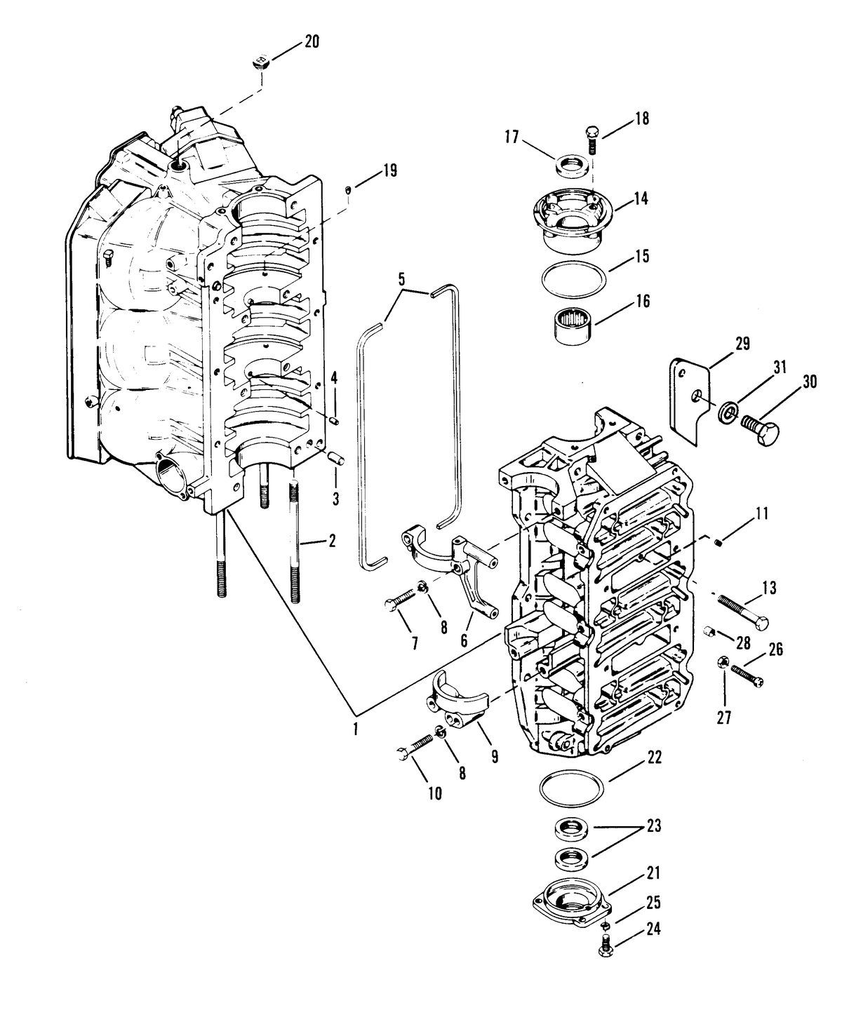 RACE OUTBOARD FORMULA 1 (CARBURETOR) CYLINDER BLOCK AND END CAPS