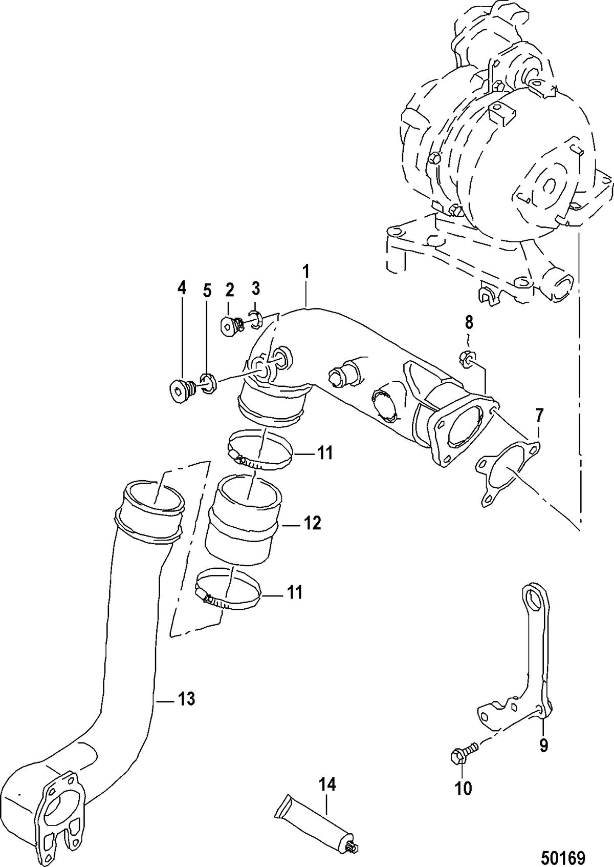 MERCRUISER VW TDI 3.0L EXHAUST PIPE