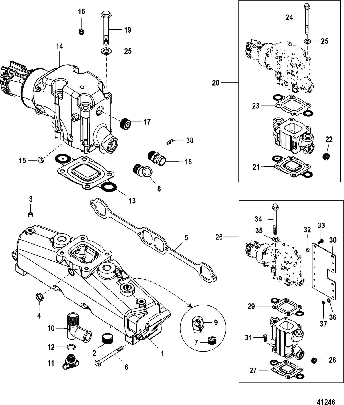 MERCRUISER 5.7L INBOARD Exhaust Manifold and Elbow