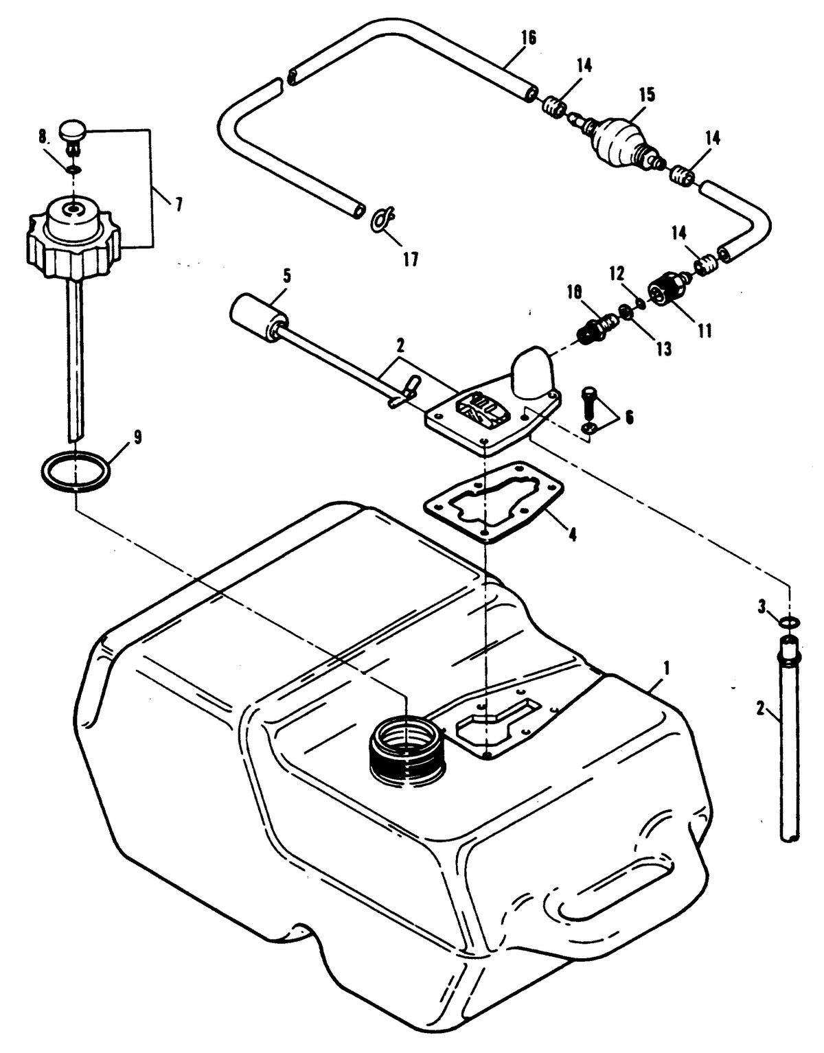 FORCE 150 H.P. FUEL TANK (89A Thru 92C - 0E000001 Thru 0E009499)