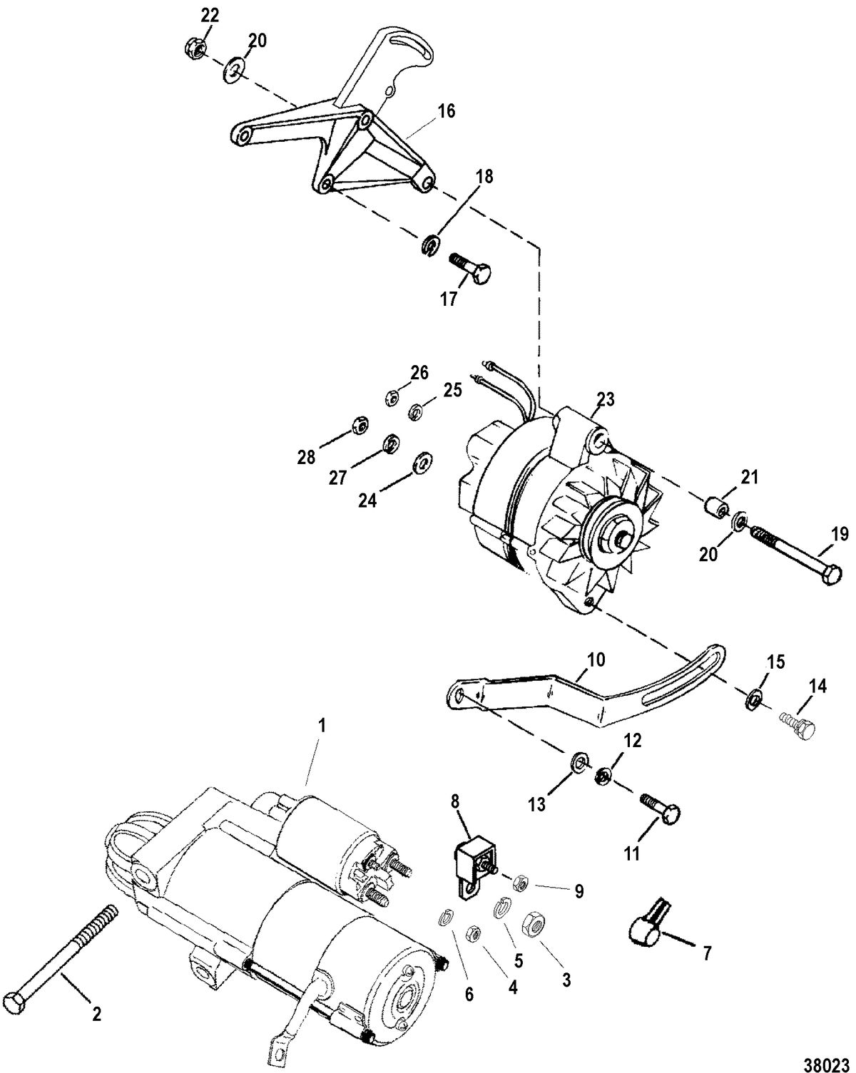 MERCRUISER 7.4 LX (EFI-TBI) BRAVO (GEN VI) STARTER AND ALTERNATOR