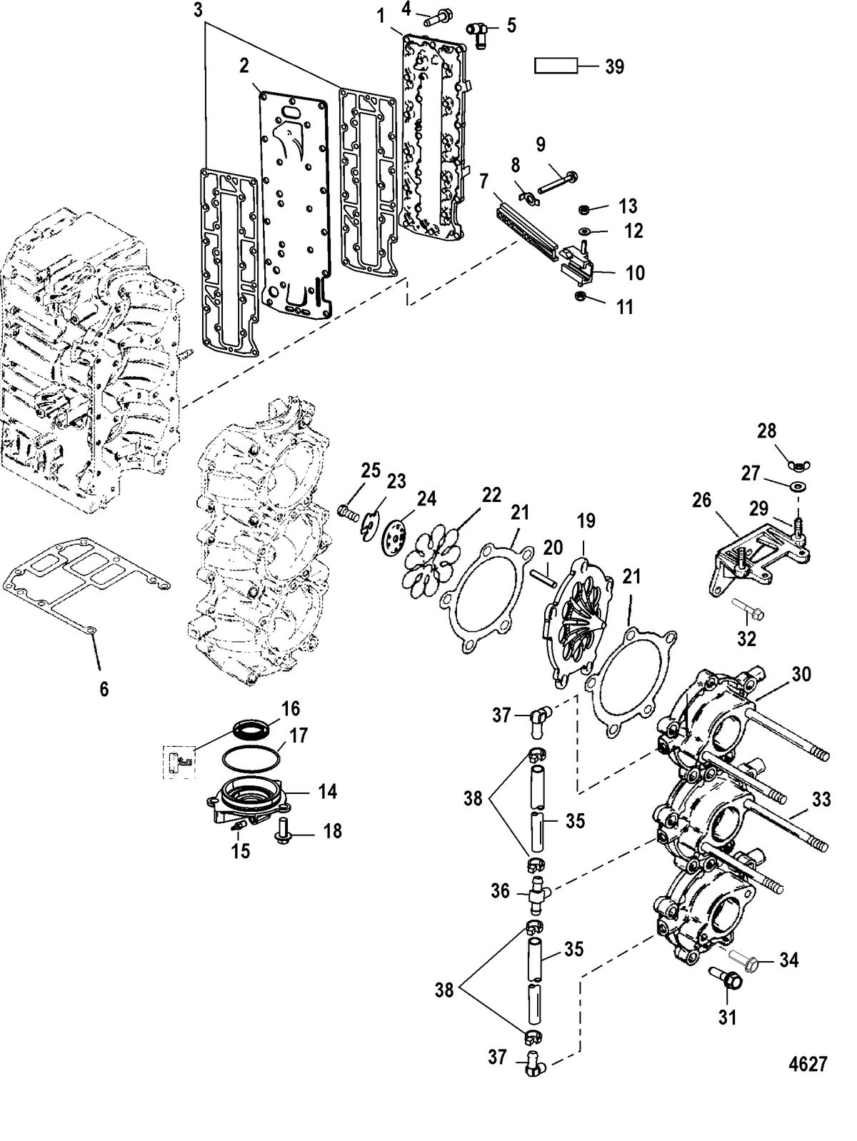 MERCURY/MARINER 75/90 HP 65 JET (3 CYLINDER) Induction Manifold and Reed Block