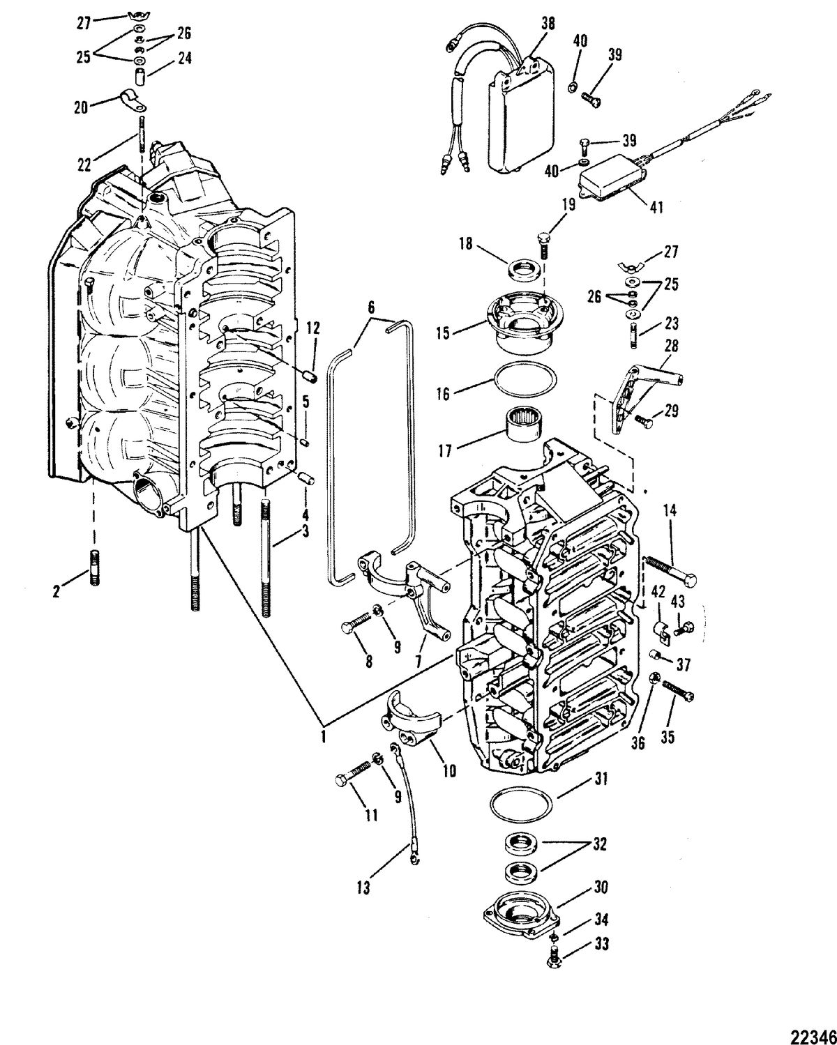 MERCURY/MARINER 175 XRI /175 MAGNUM 200 XRI (EFI) CYLINDER BLOCK AND END CAPS