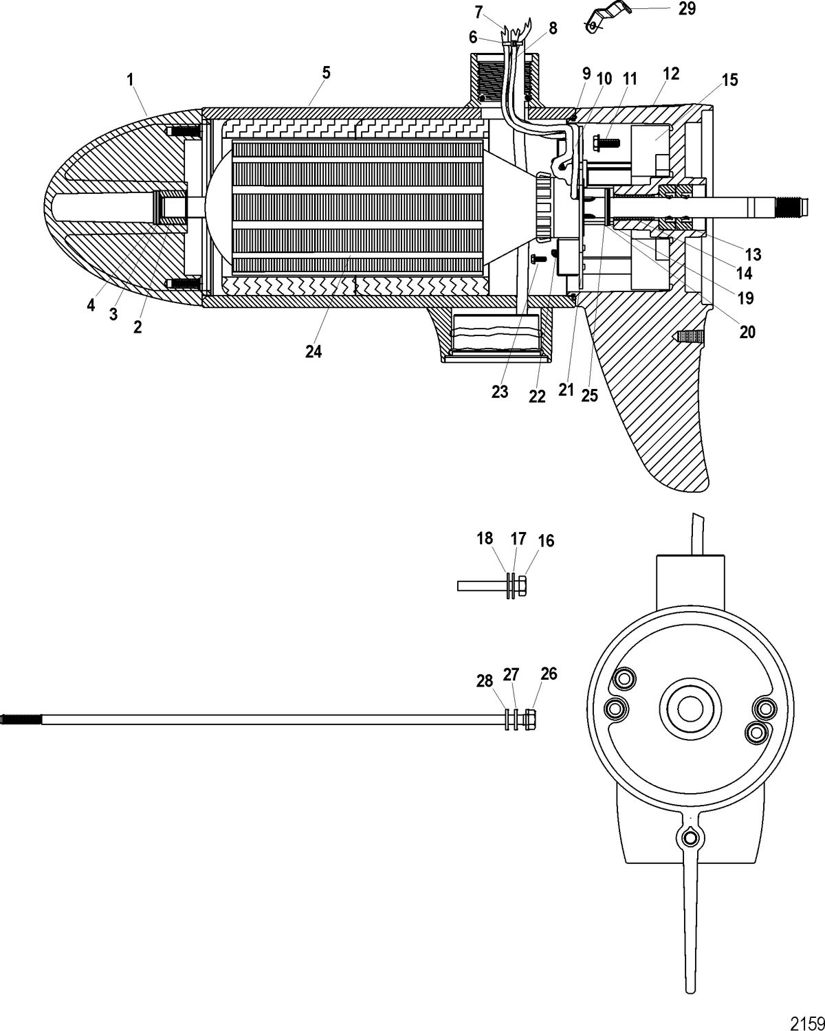 TROLLING MOTOR MOTORGUIDE TOUR, TOUR PINPOINT AND TOUR ES SERIES Lower Unit Assembly(70# - Variable) (MVS397022)