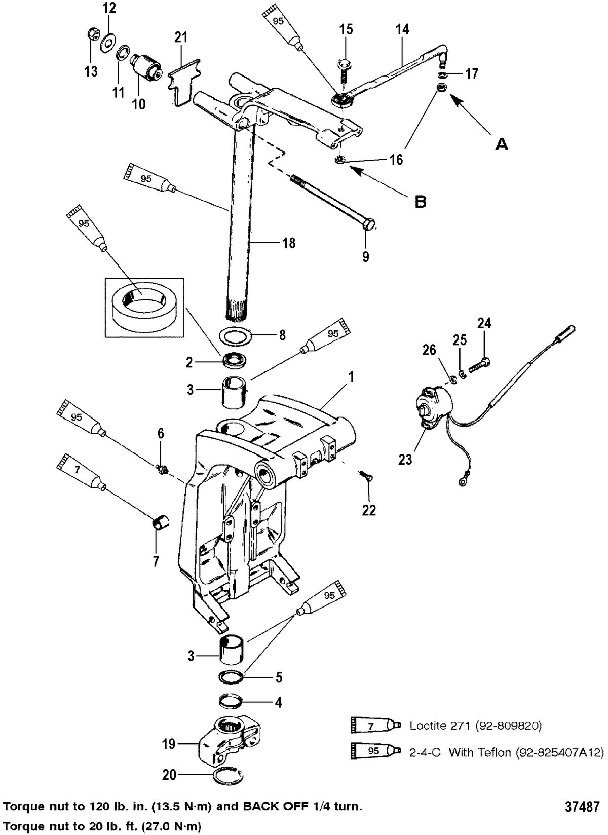 MERCURY/MARINER 150/175/200 (EFI) SWIVEL BRACKET AND STEERING ARM