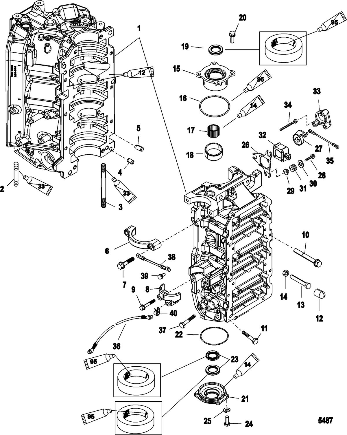 MERCURY/MARINER 135/150/175 DFI (2.5L) Cylinder Block and End Caps