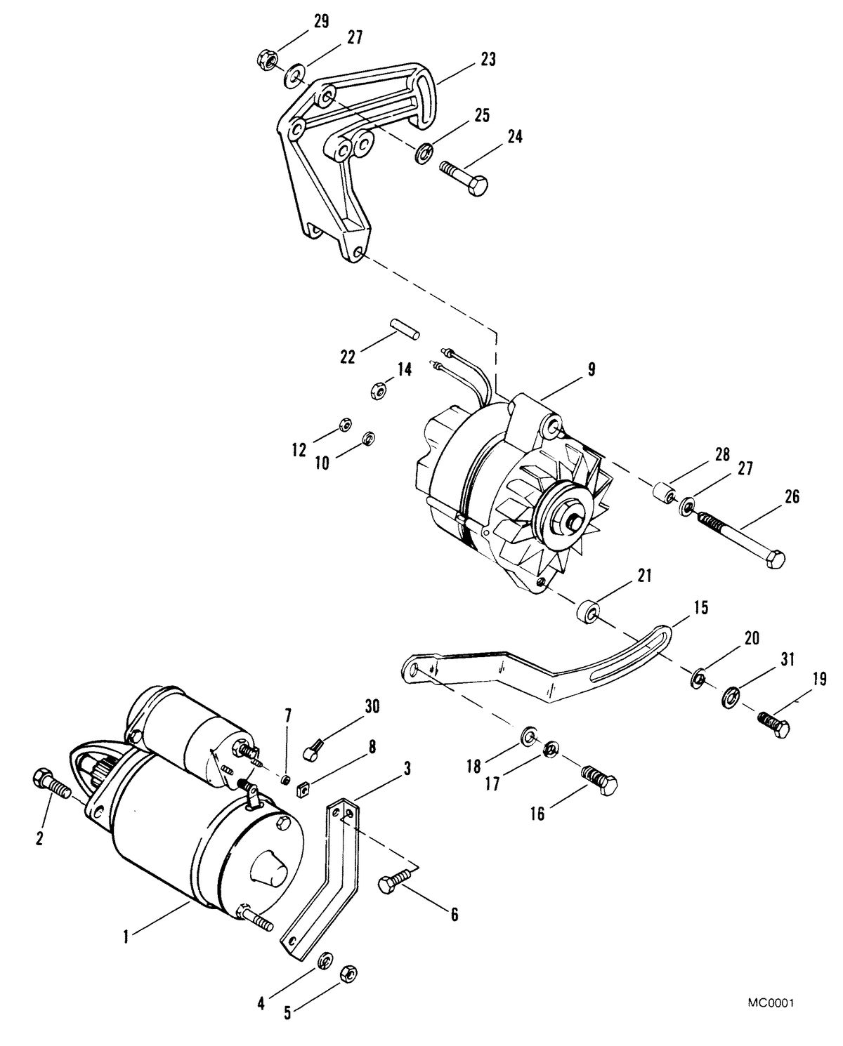 MERCRUISER 320 HP EFI ALPHA 1/BRAVO STARTER MOTOR AND ALTERNATOR