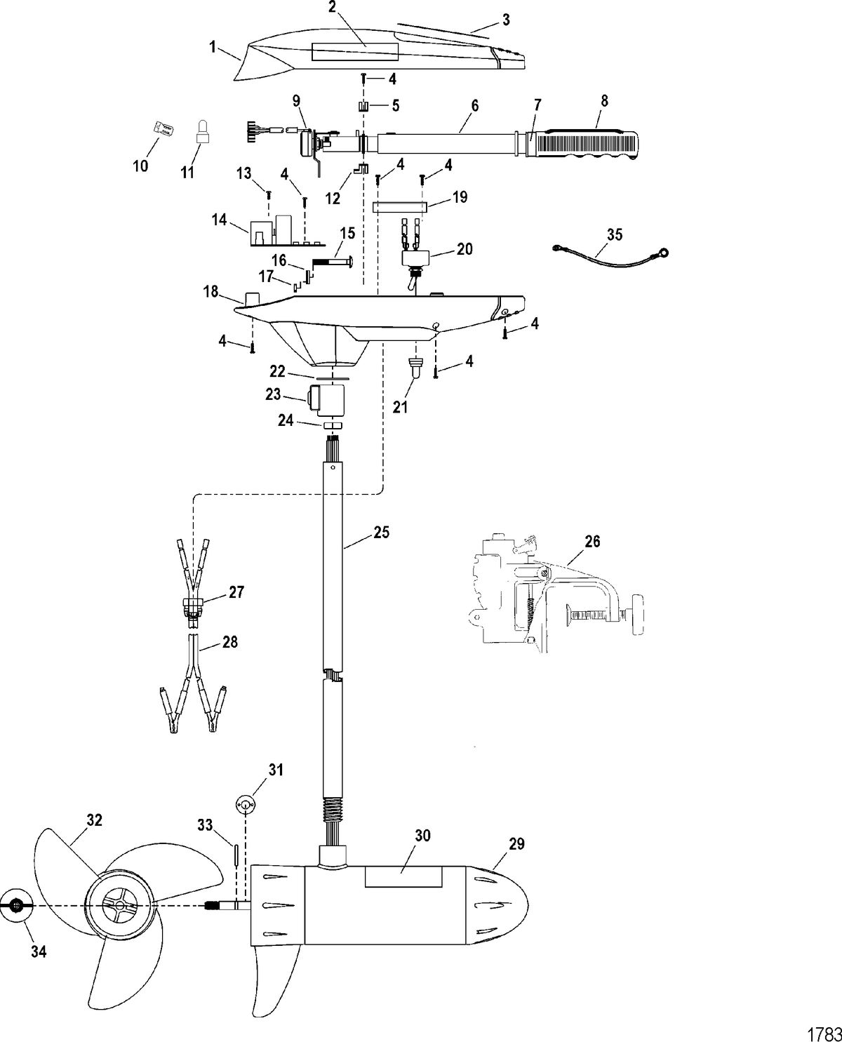 TROLLING MOTOR MOTORGUIDE TT THRUSTER SERIES Complete Trolling Motor(Model TT5000) (24 Volt)