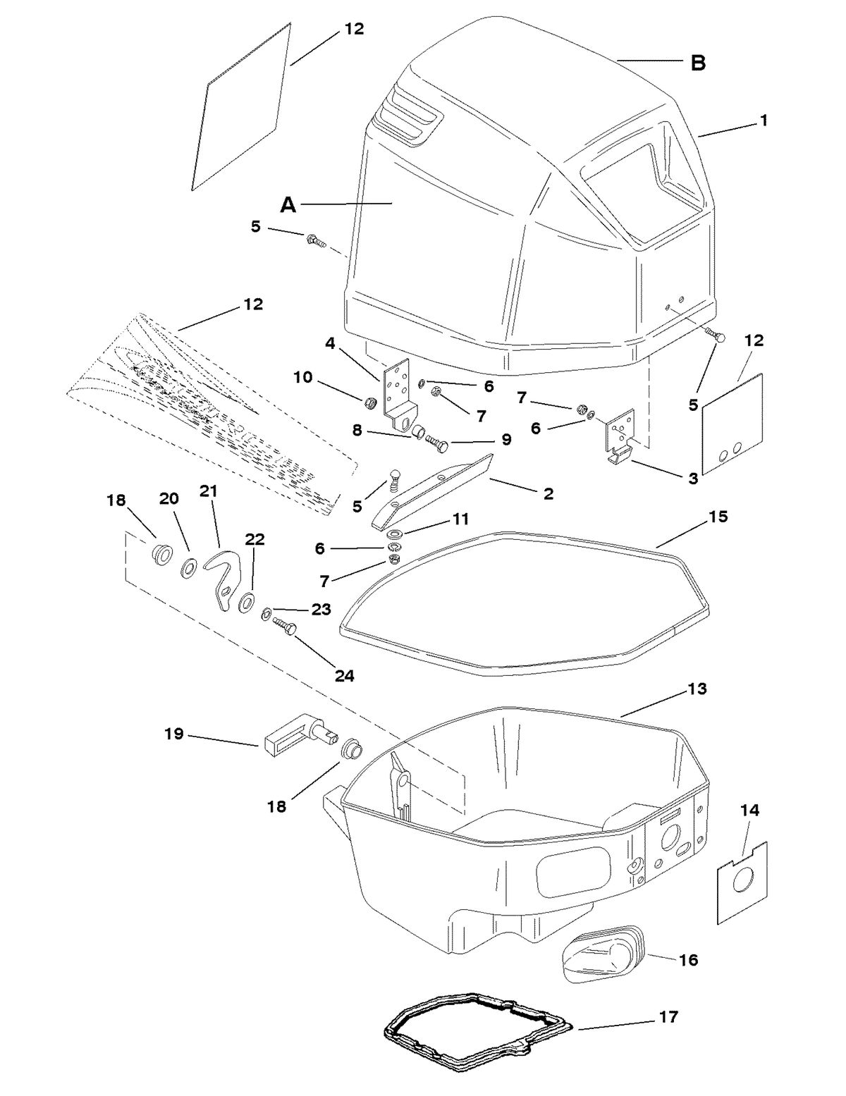 FORCE FORCE 25 H.P. COWL ASSEMBLY - TOP & BOTTOM