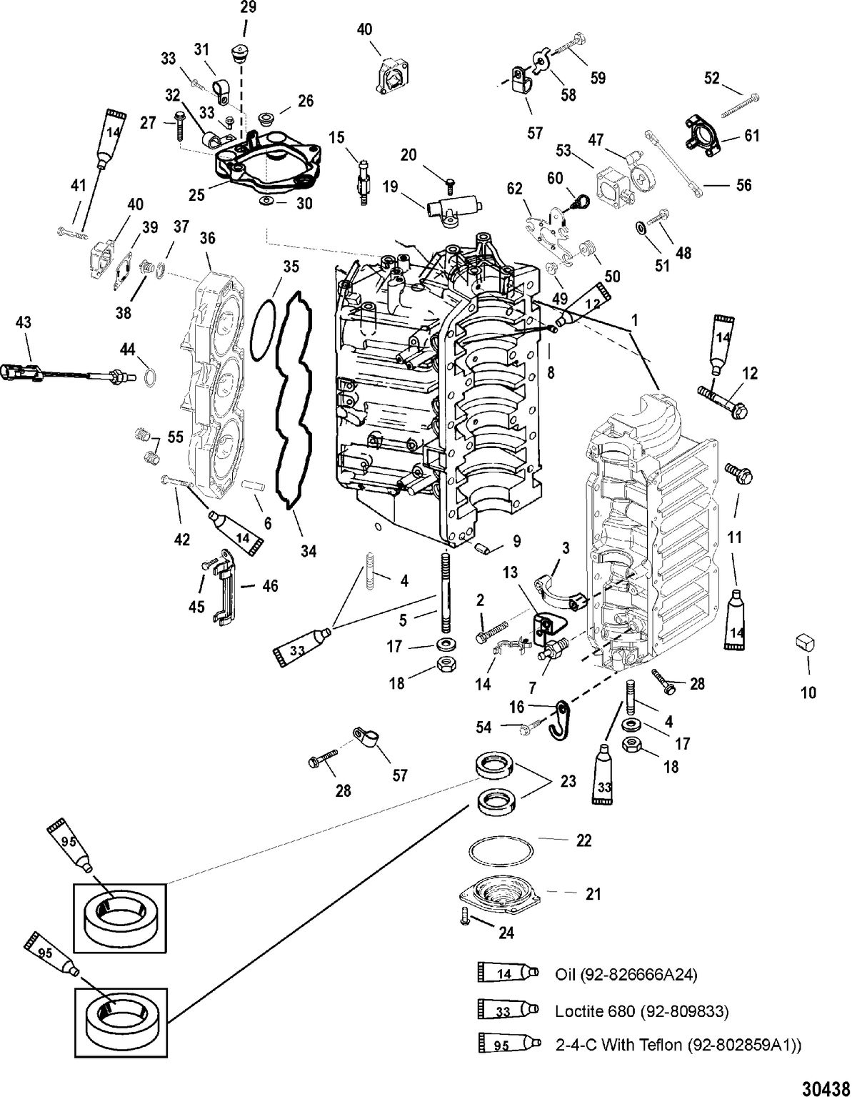 MERCURY/MARINER 200/225 (3.0L DFI) CYLINDER BLOCK AND END CAP