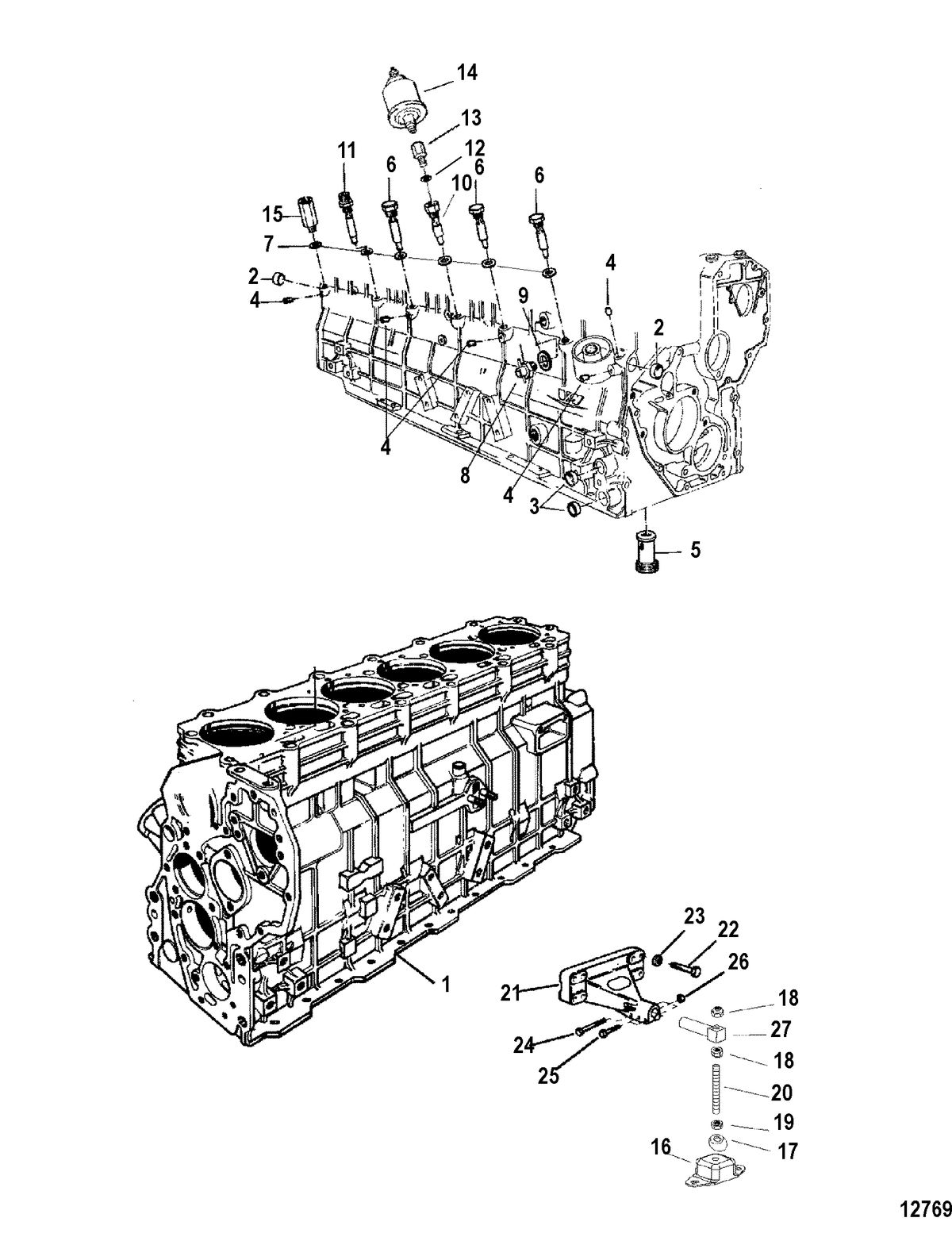 MERCRUISER D4.2L-300 D-TRONIC DIESEL ENGINE/CYLINDER BLOCK