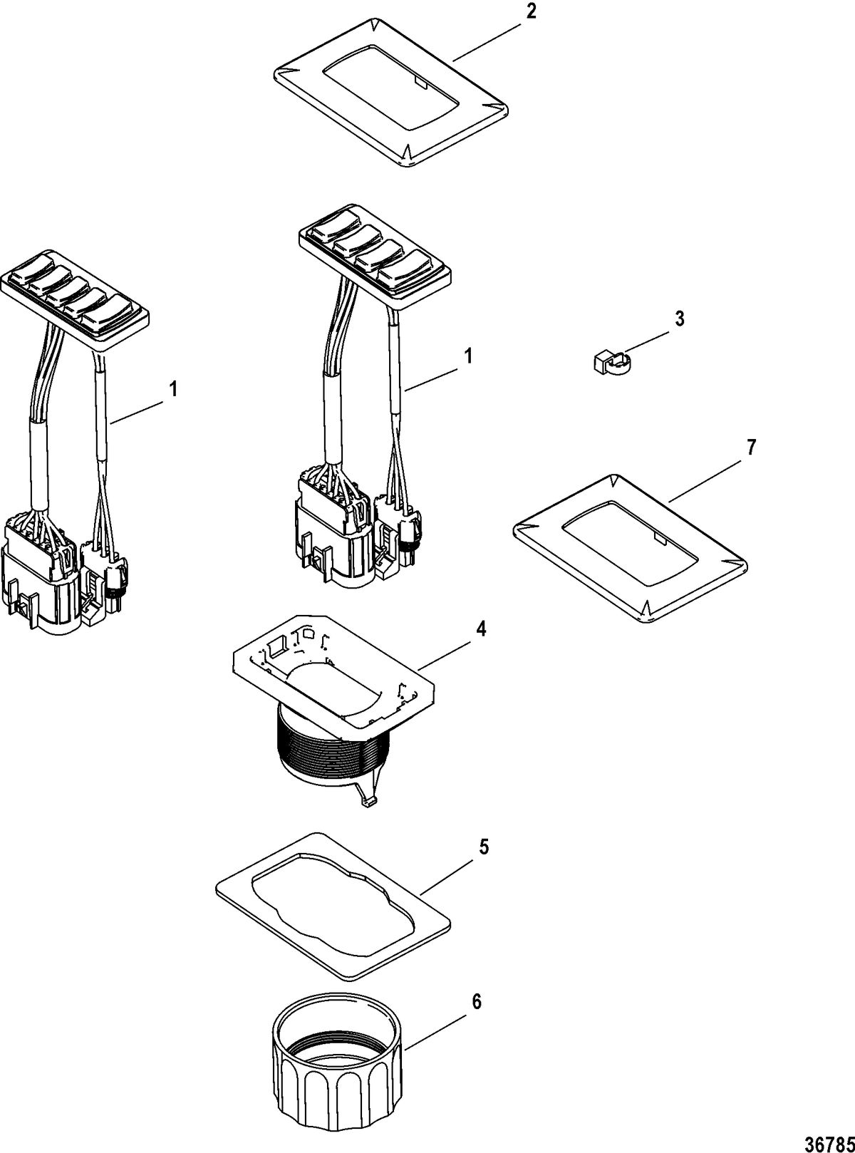 ACCESSORIES ELECTRICAL COMPONENTS AND HARNESSES Trim Pad-Flush Mount, Triple / Quad